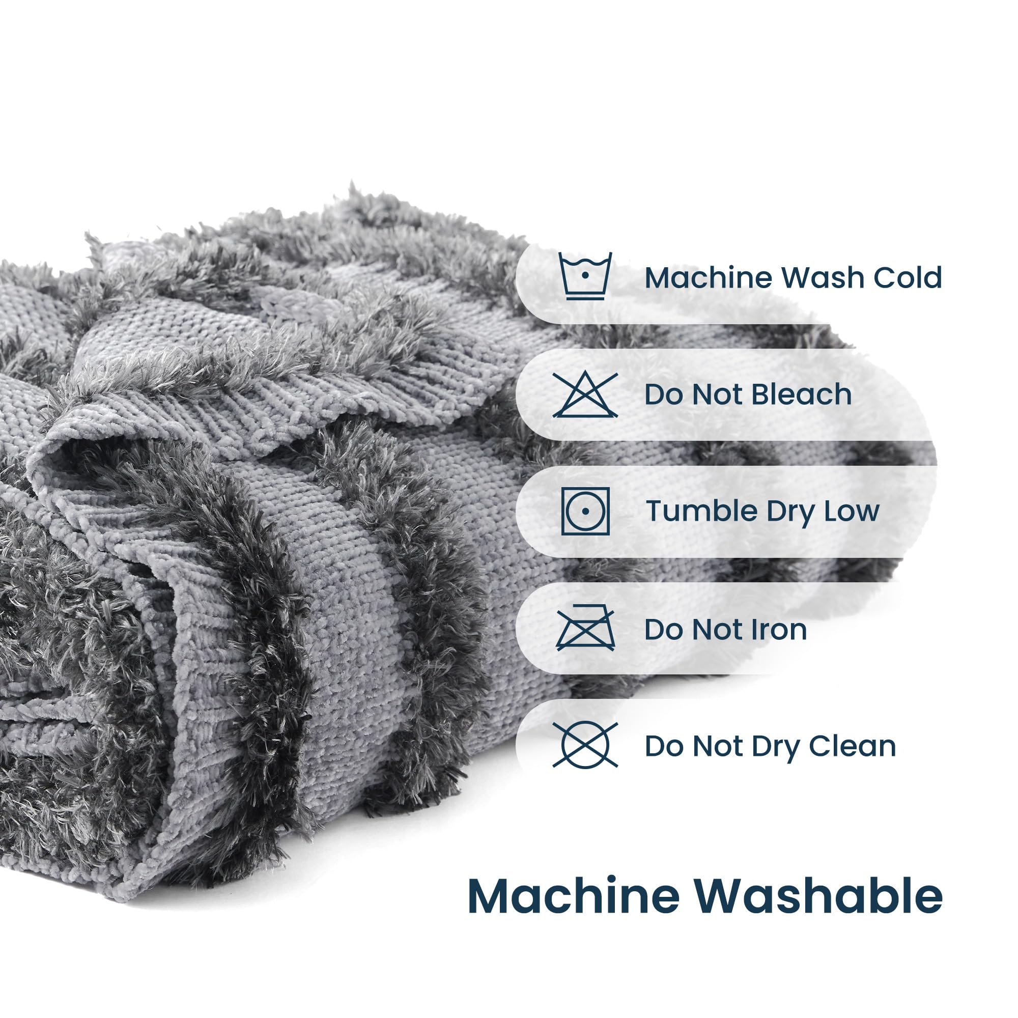 SLEEP ZONE Chenille Throw Blanket for Couch and Bed