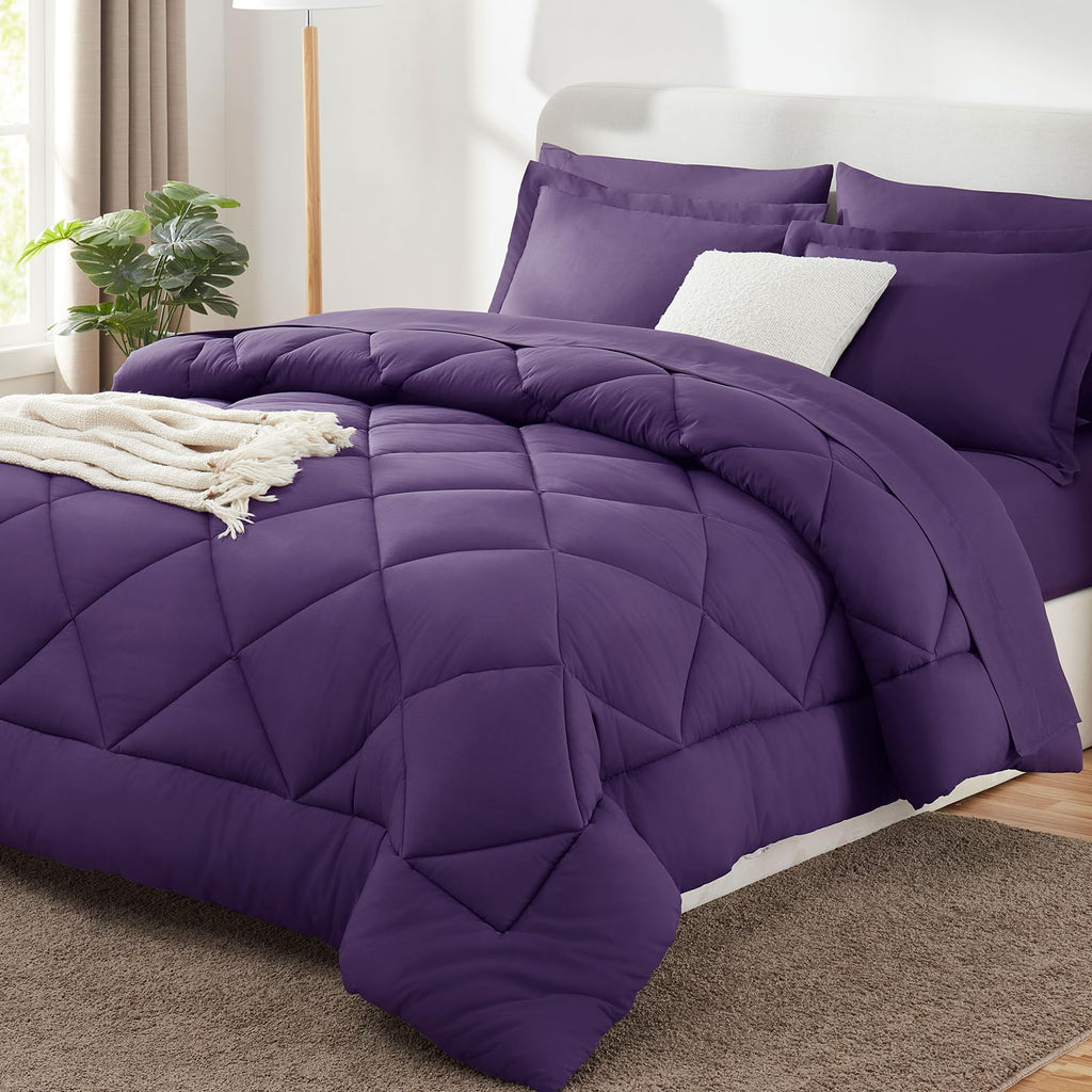 CozyLux Dark Grey Queen 7-Piece Comforter Set