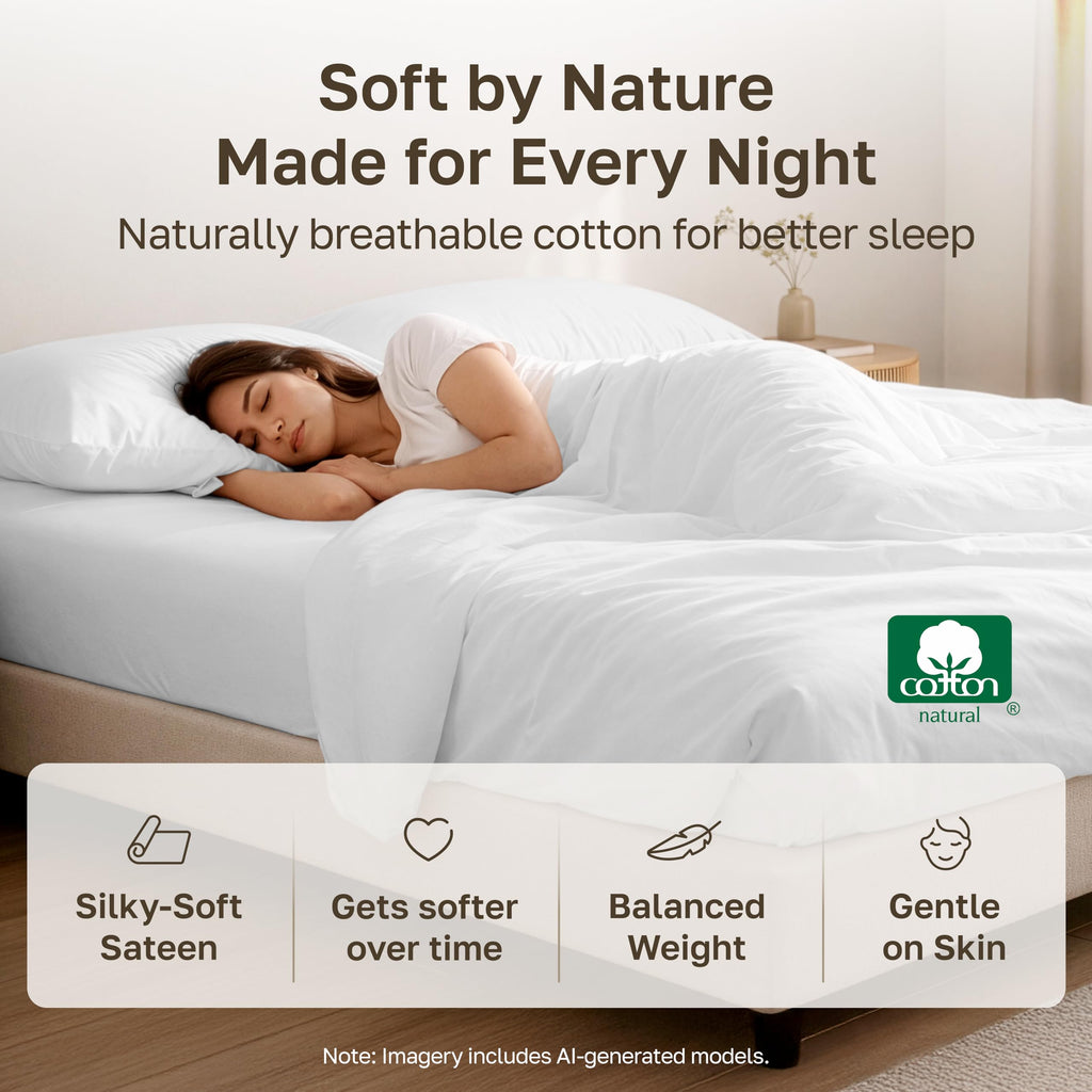 California Design Den 400 Thread Count Fitted Sheet 100% Cotton Sateen, Deep Pocket, Soft & Cooling.