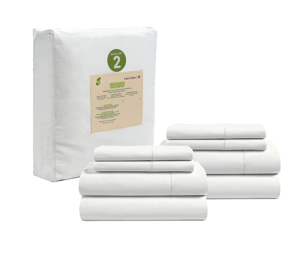 Lane Linen 100% Organic Cotton Sheet Set, Soft Cooling Bed Sheets, Hotel Quality Bed Sheet Set, Breatheble Sheet Set Deep Pocket Upto 15"