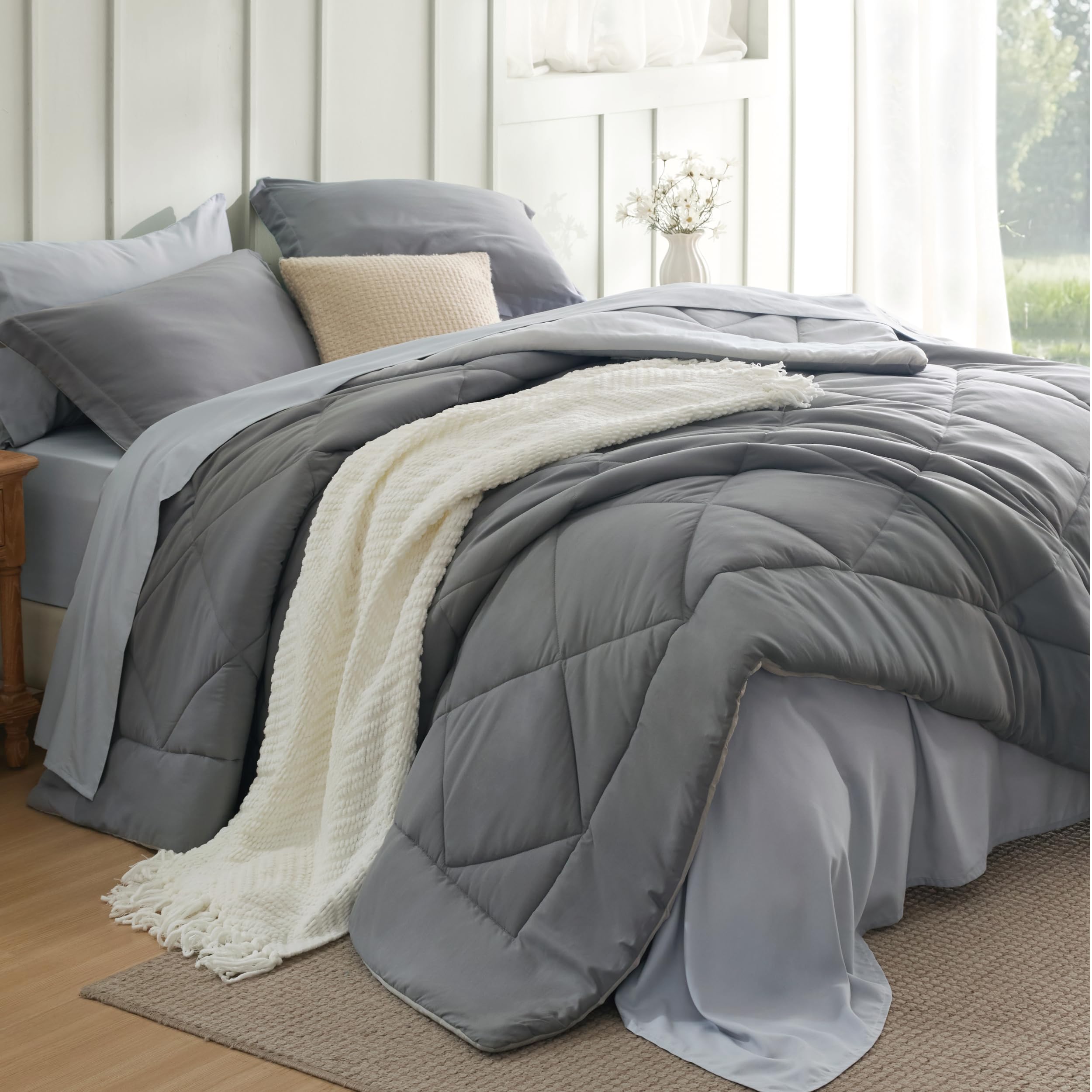 Bedsure Comforter Set - Reversible Comforters Bed Set, Bed in a Bag with Comforter, Sheets, Pillowcases & Shams