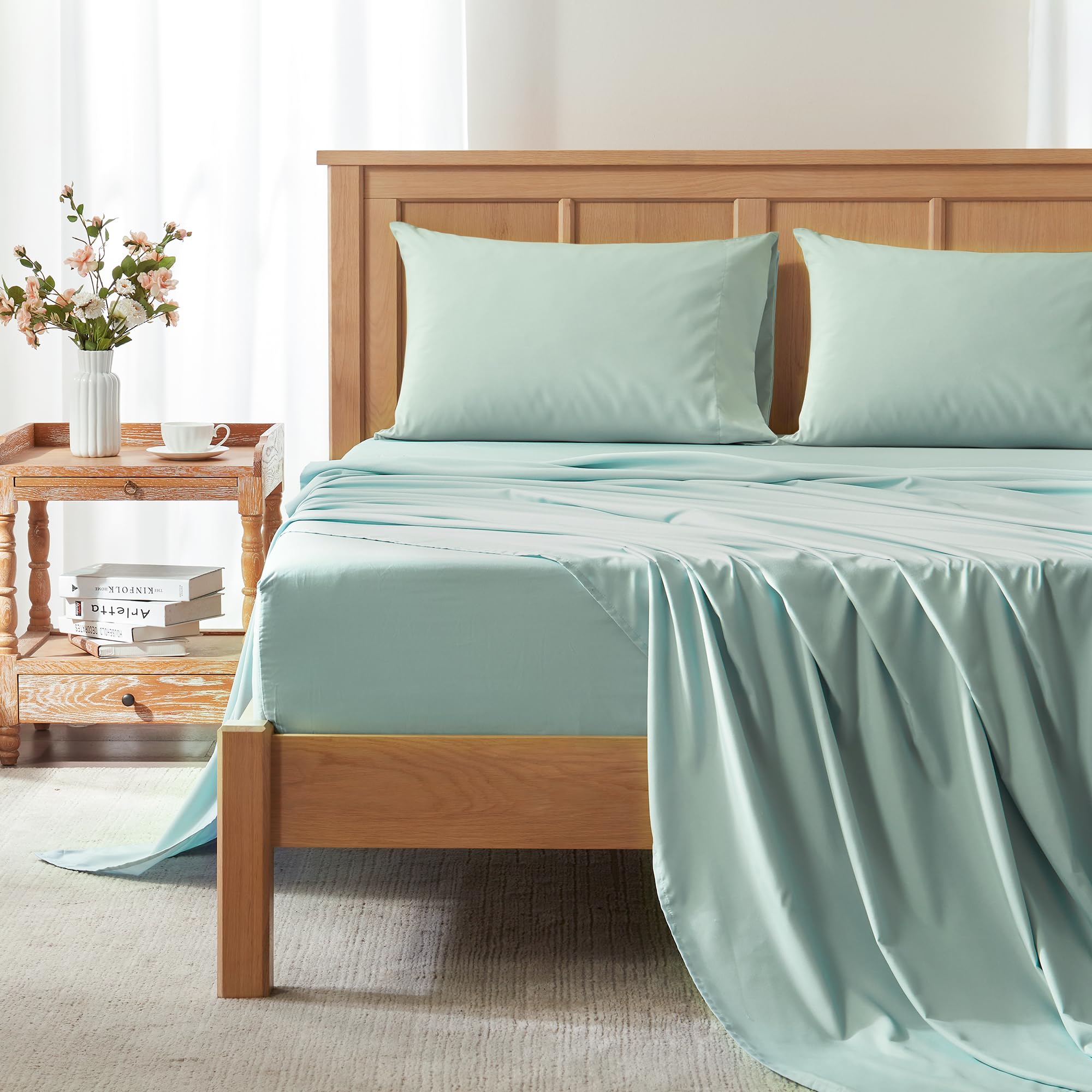 All Around Elastic-Warm Weather for Night Sweats Coolmax Cooling Sheets Moisture Wicking Super Soft