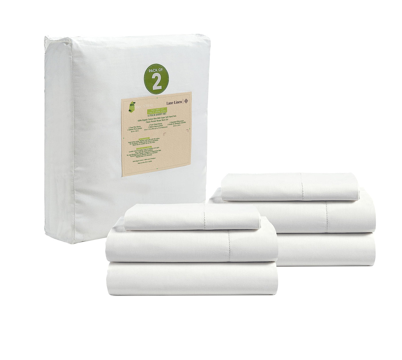 Lane Linen Organic Cotton Cooling Deep-Pocket Sheet Set