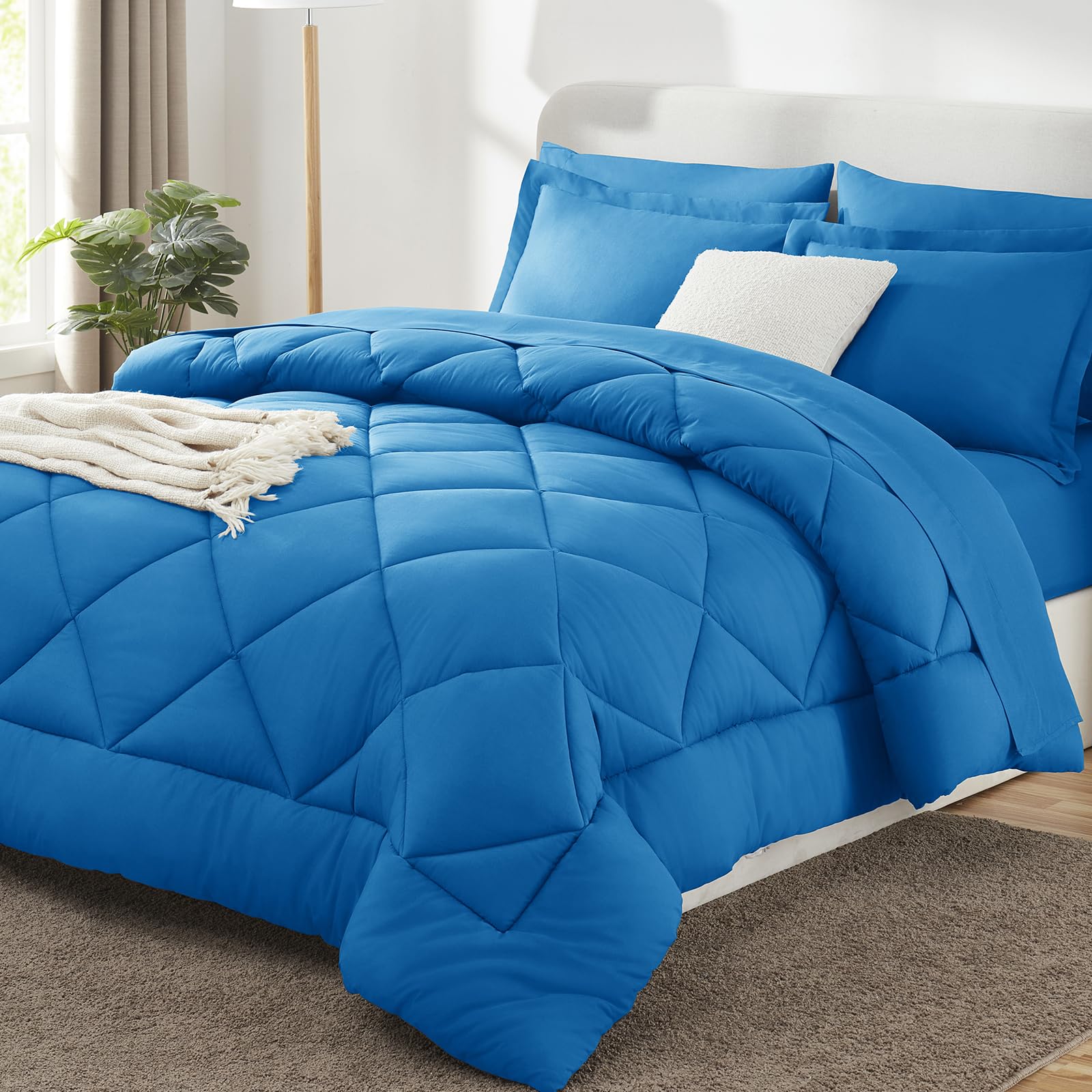 CozyLux Dark Grey Queen 7-Piece Comforter Set