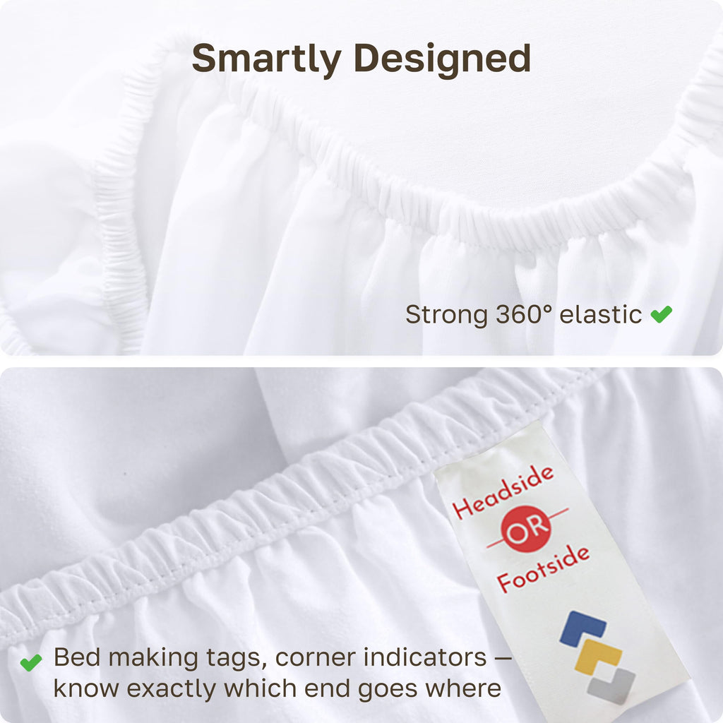 California Design Den 400 Thread Count Fitted Sheet 100% Cotton Sateen, Deep Pocket, Soft & Cooling.