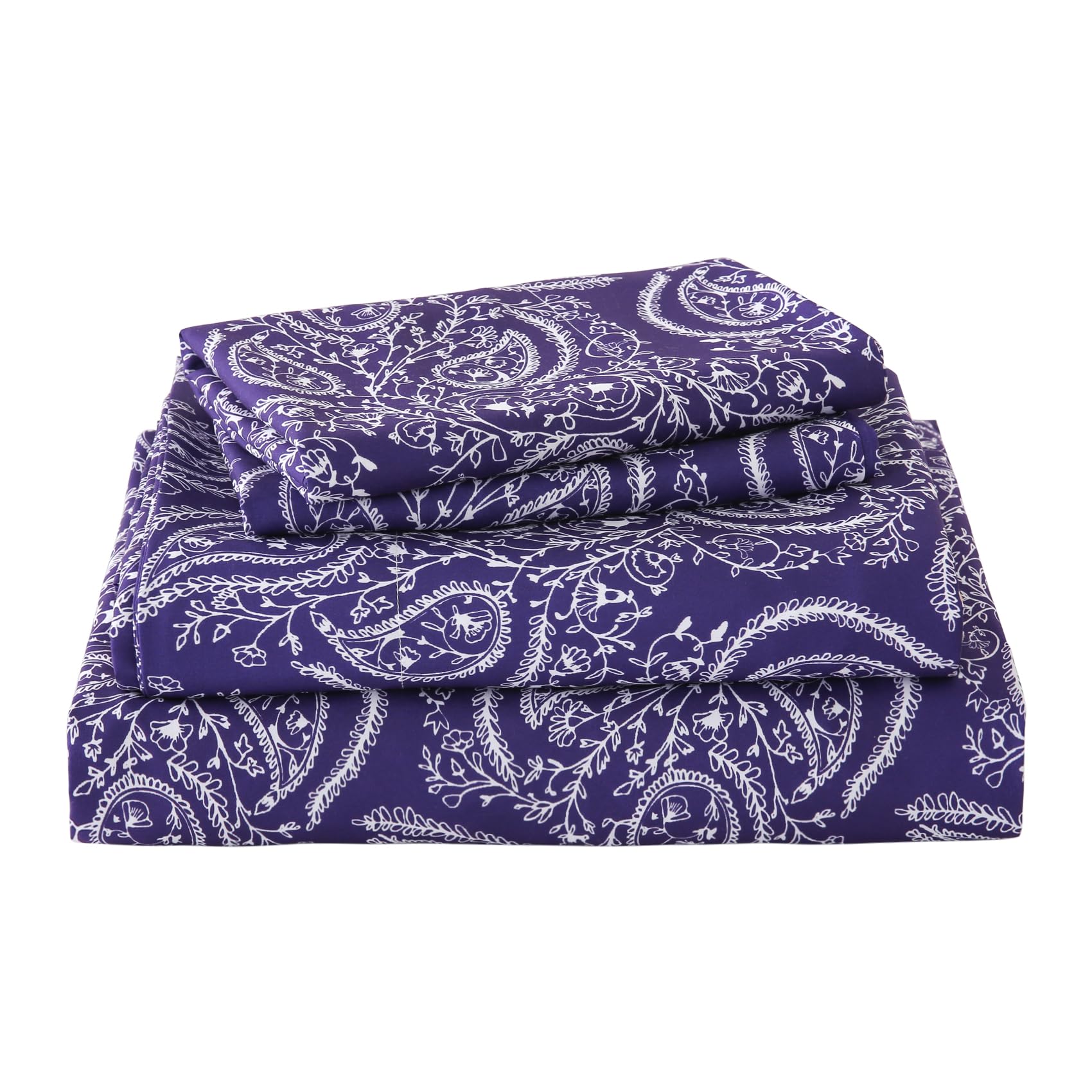 Yibeizi Floral Printed Sheet Set, Boho Pattern Bed Sheets Cooling Bedding Sheets & Pillowcases Soft Microfiber 15" Extra Deep Pocket Fitted Bedsheet 4 Piece