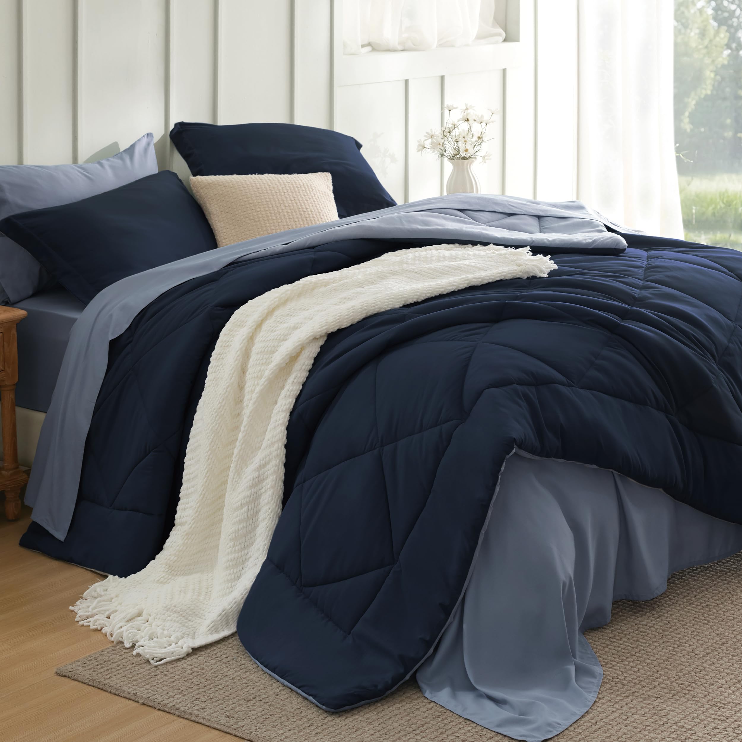 Bedsure Comforter Set - Reversible Comforters Bed Set, Bed in a Bag with Comforter, Sheets, Pillowcases & Shams