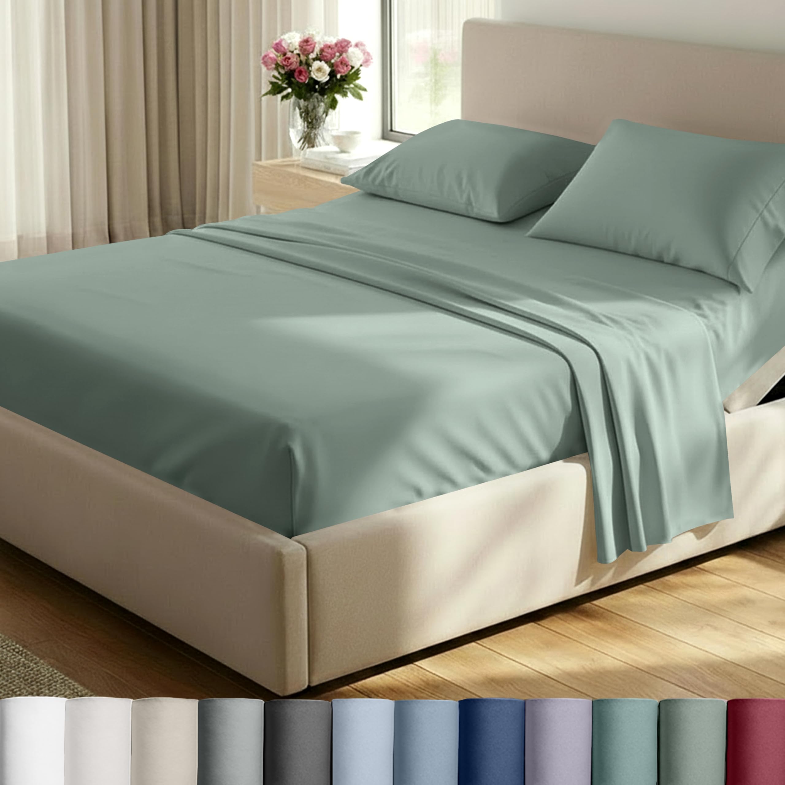 California Design Den Luxury Bed Sheets, Buttery Soft 800 Thread Count, 100% Cotton Sheets, Sateen with Deep Pocket Fitted Sheet