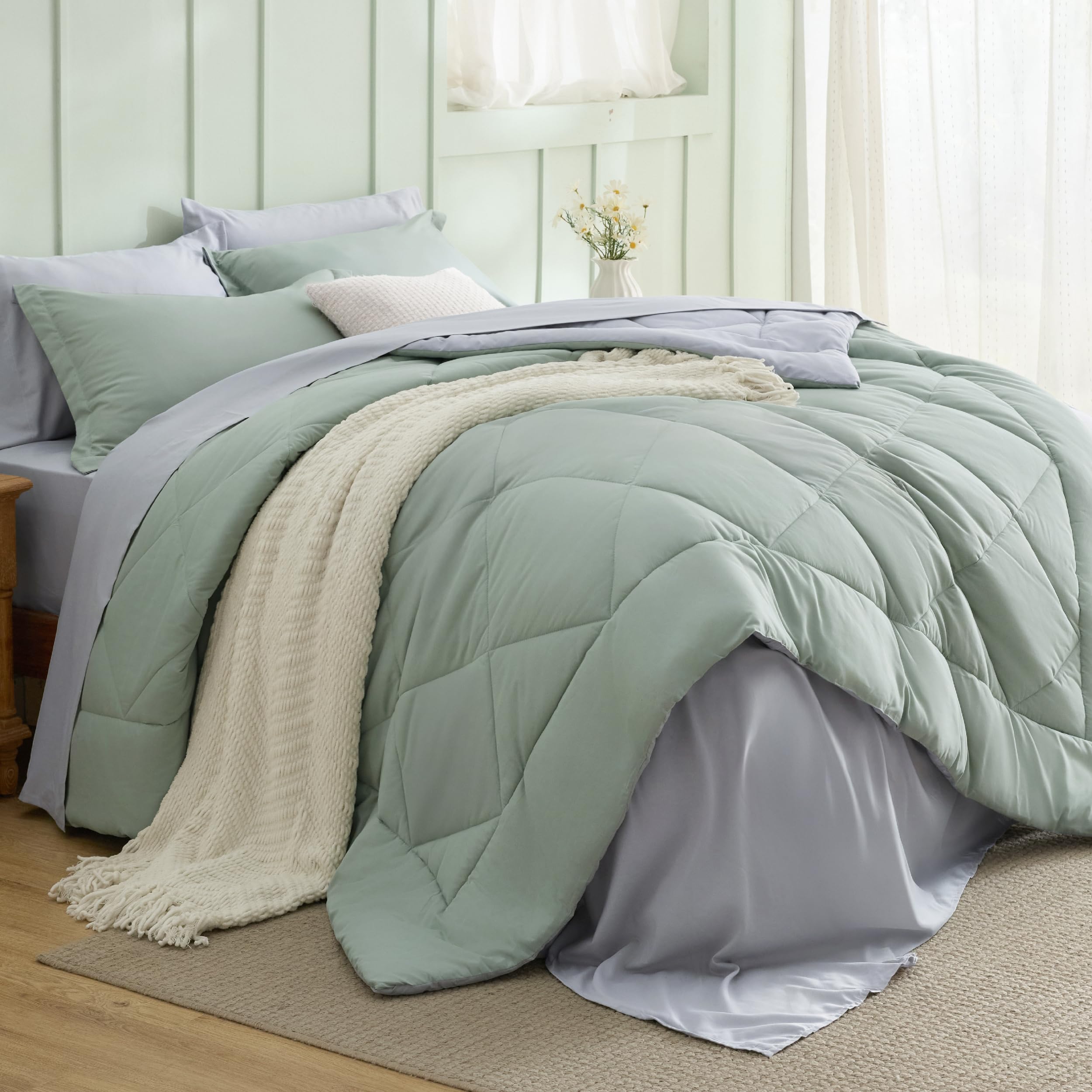 Bedsure Comforter Set - Reversible Comforters Bed Set, Bed in a Bag with Comforter, Sheets, Pillowcases & Shams