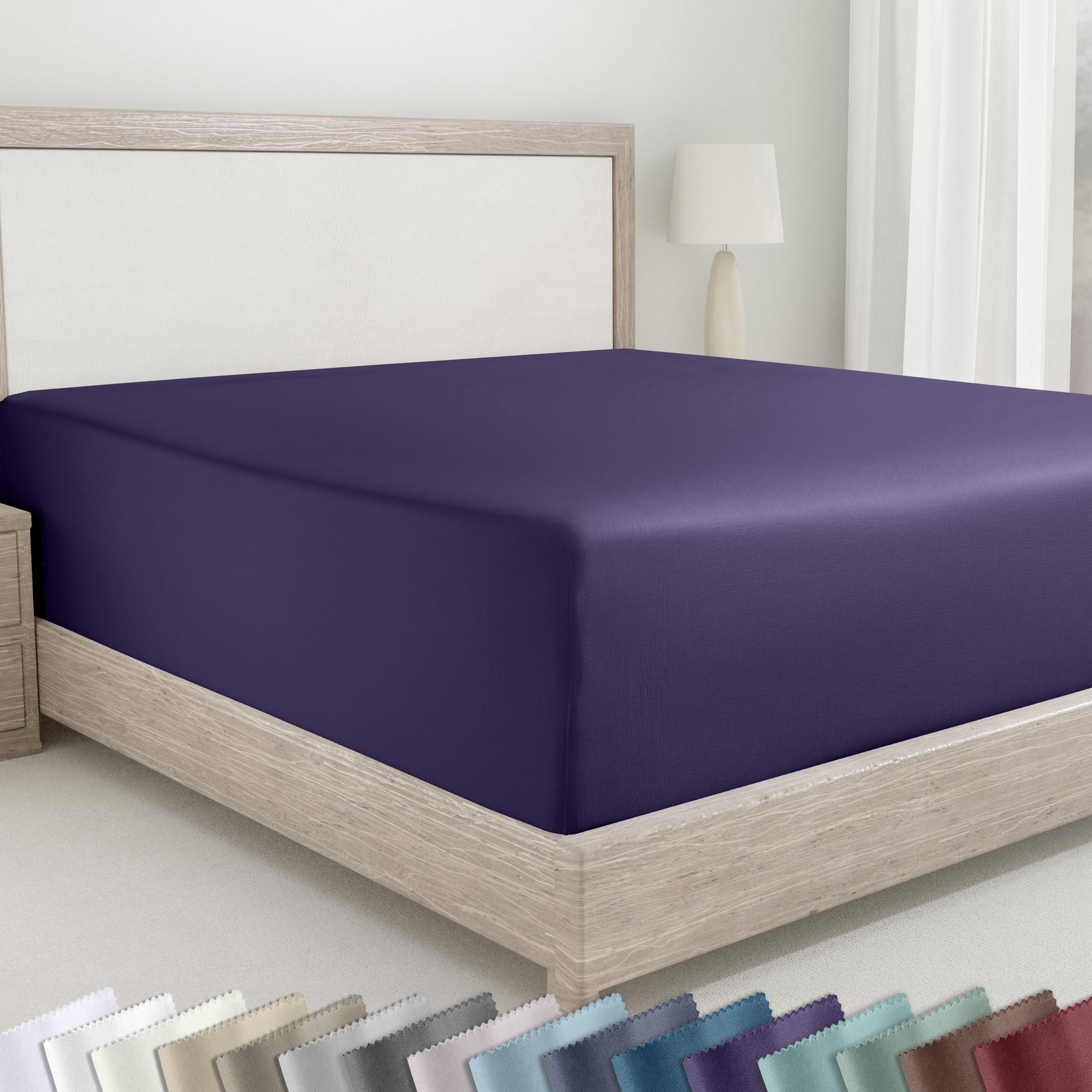 California Design Den 400 Thread Count Fitted Sheet 100% Cotton Sateen, Deep Pocket, Soft & Cooling.