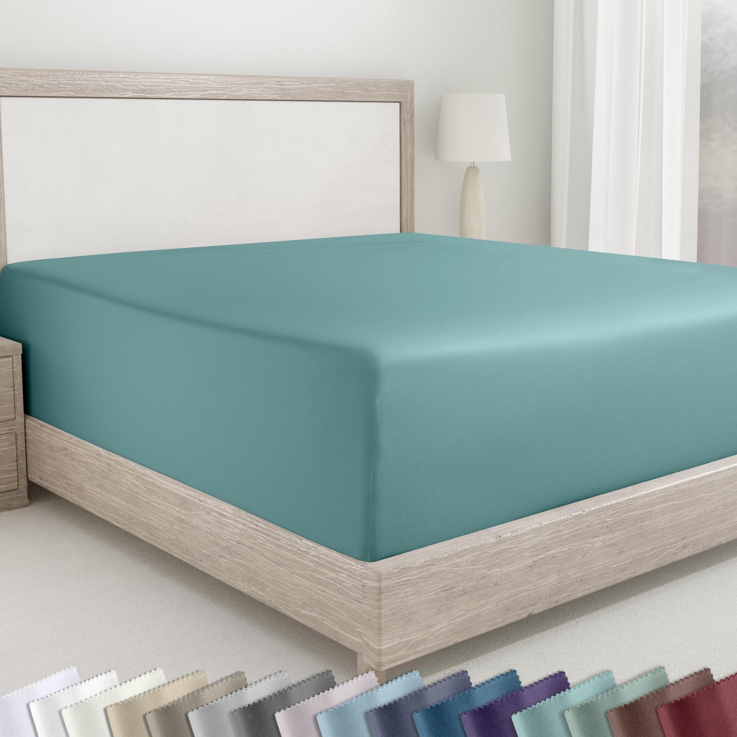 California Design Den 400 Thread Count Fitted Sheet 100% Cotton Sateen, Deep Pocket, Soft & Cooling.