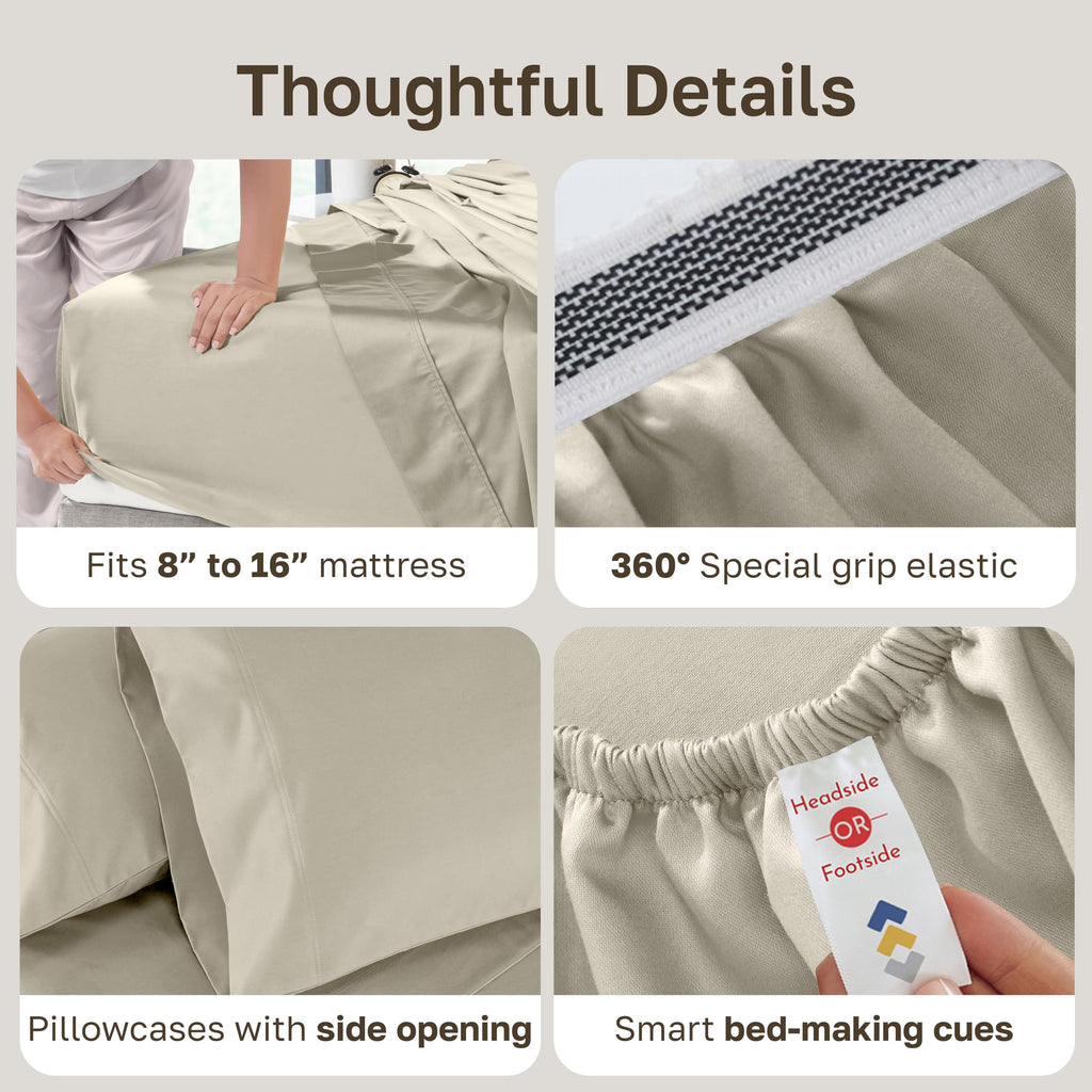 California Design Den Luxury Bed Sheets, Buttery Soft 800 Thread Count, 100% Cotton Sheets, Sateen with Deep Pocket Fitted Sheet