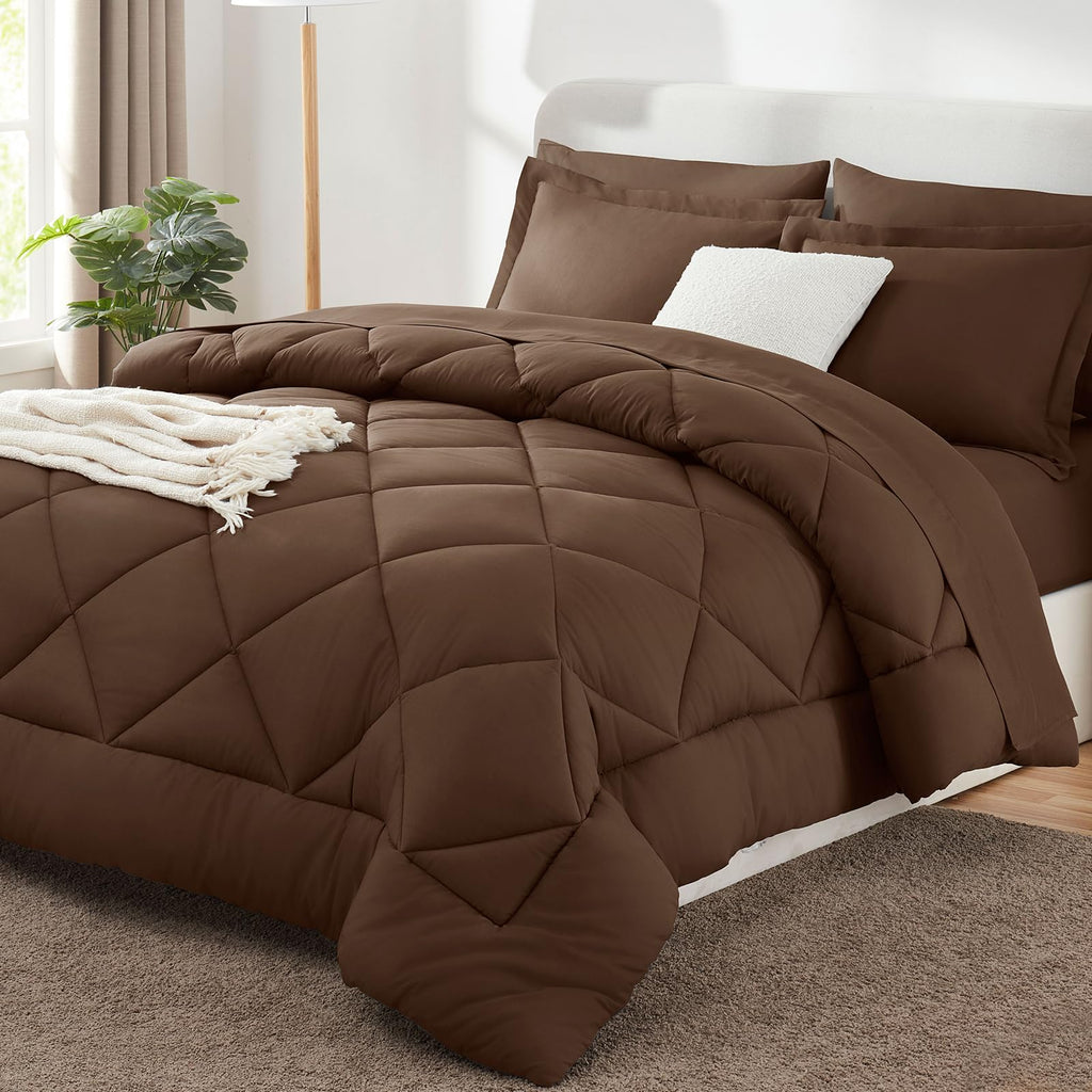 CozyLux Dark Grey Queen 7-Piece Comforter Set