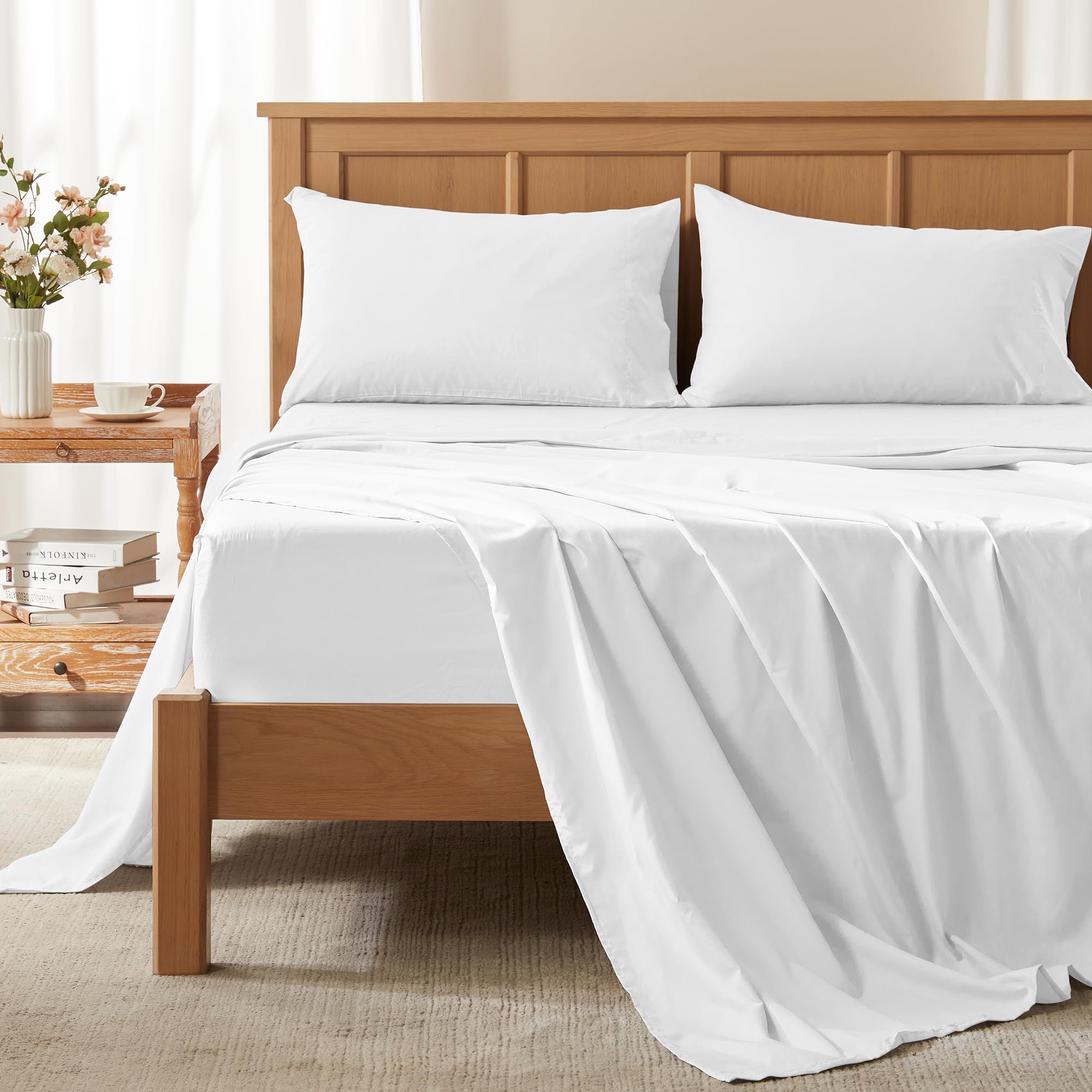 All Around Elastic-Warm Weather for Night Sweats Coolmax Cooling Sheets Moisture Wicking Super Soft