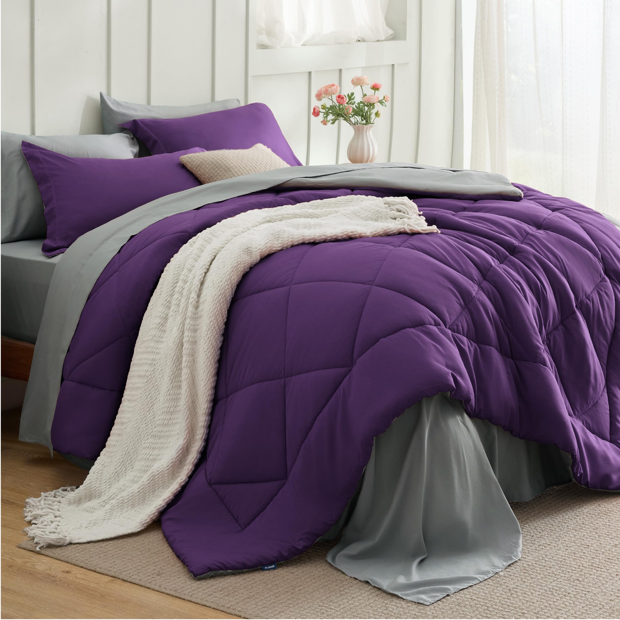Bedsure Comforter Set - Reversible Comforters Bed Set, Bed in a Bag with Comforter, Sheets, Pillowcases & Shams