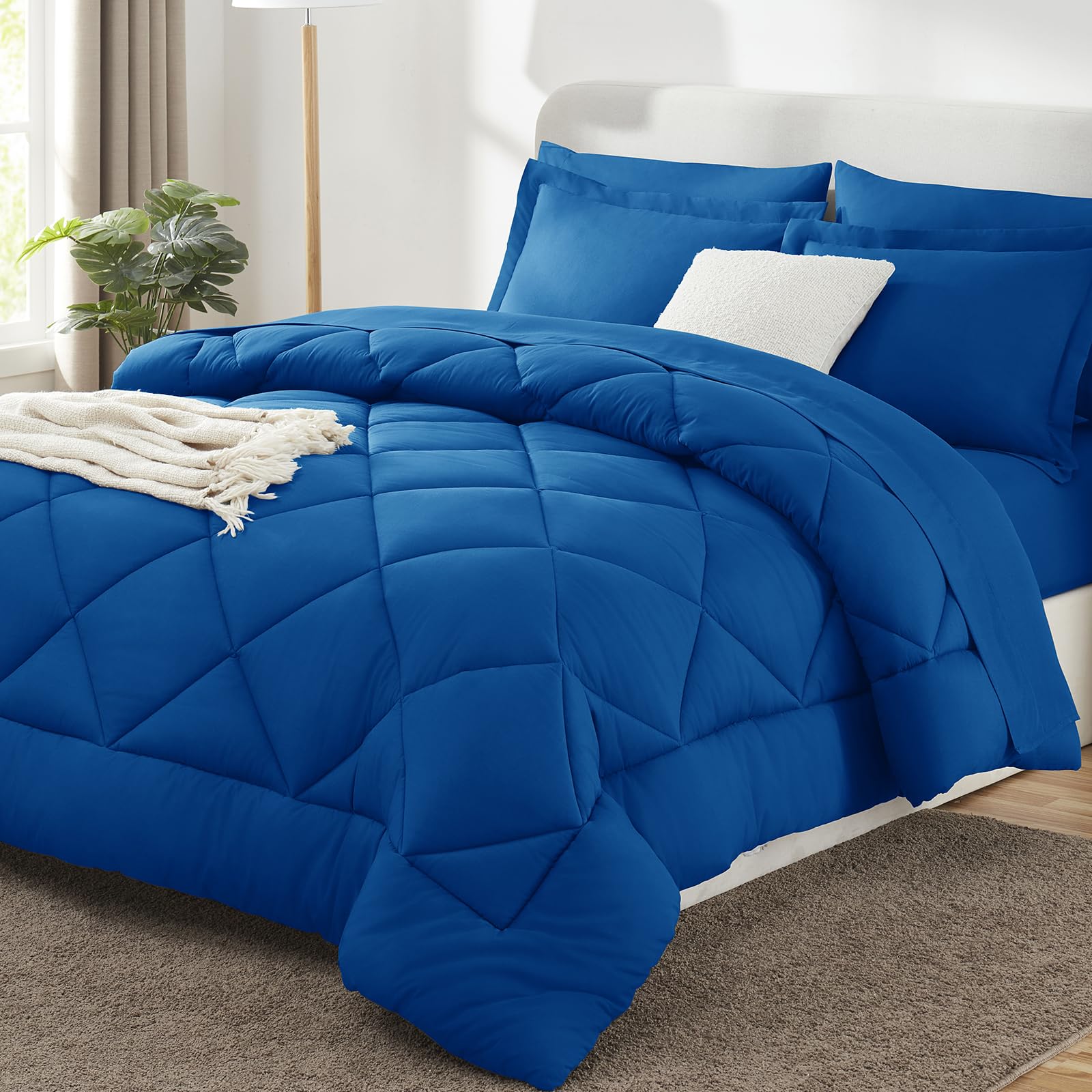 CozyLux Dark Grey Queen 7-Piece Comforter Set