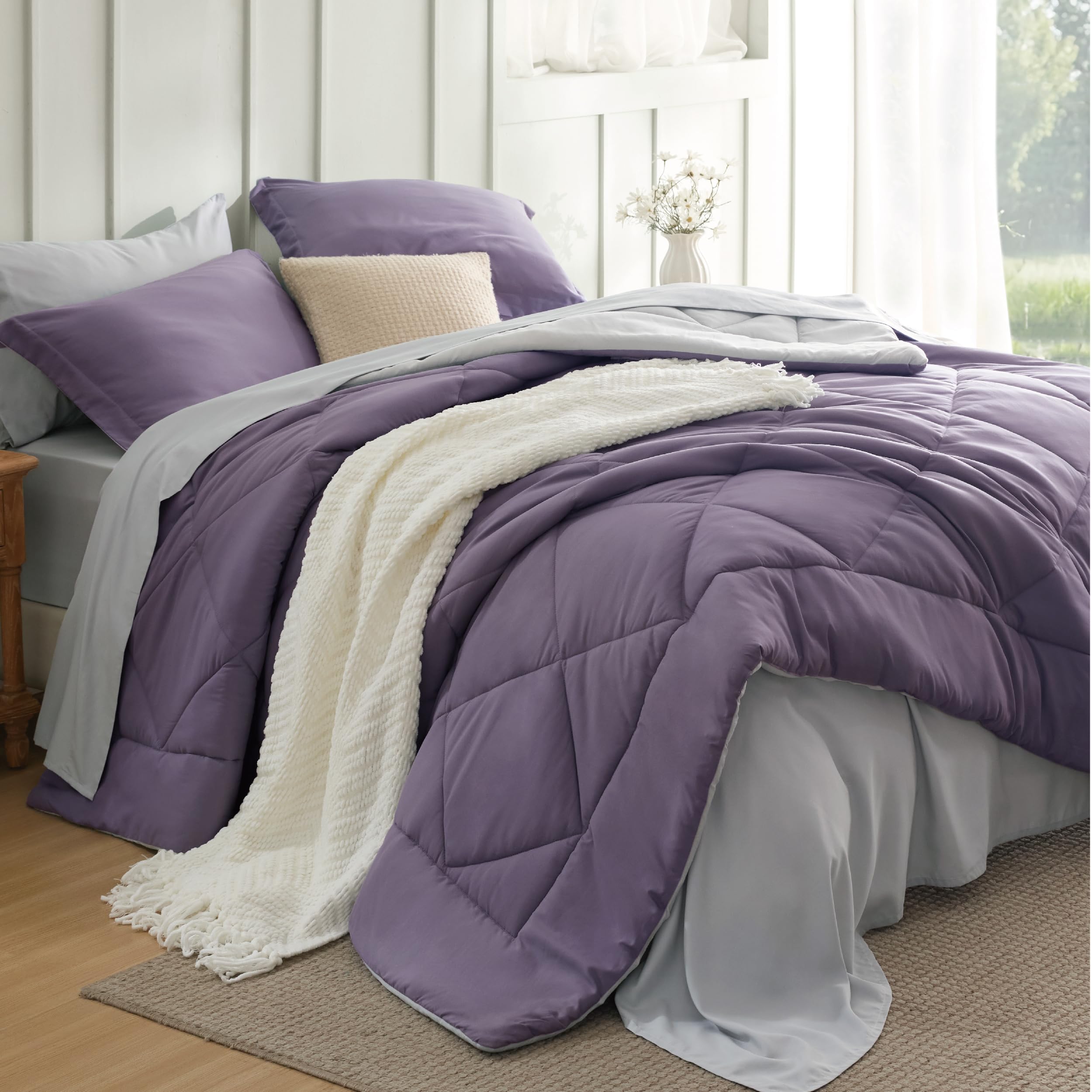 Bedsure Comforter Set - Reversible Comforters Bed Set, Bed in a Bag with Comforter, Sheets, Pillowcases & Shams