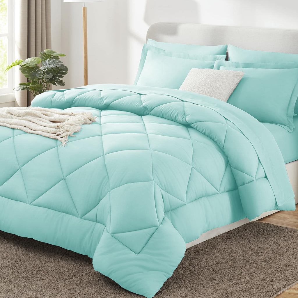 CozyLux Dark Grey Queen 7-Piece Comforter Set