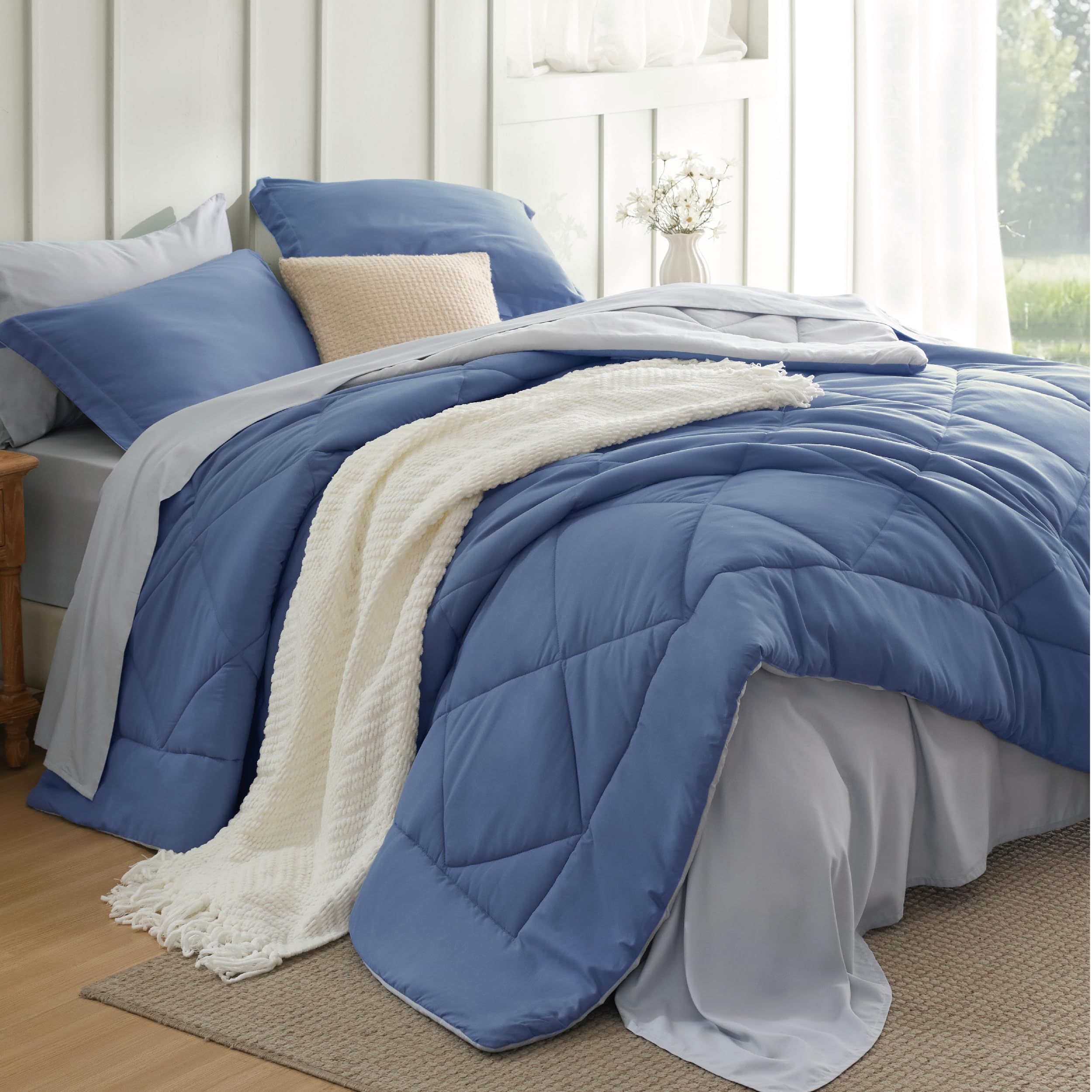 Bedsure Comforter Set - Reversible Comforters Bed Set, Bed in a Bag with Comforter, Sheets, Pillowcases & Shams