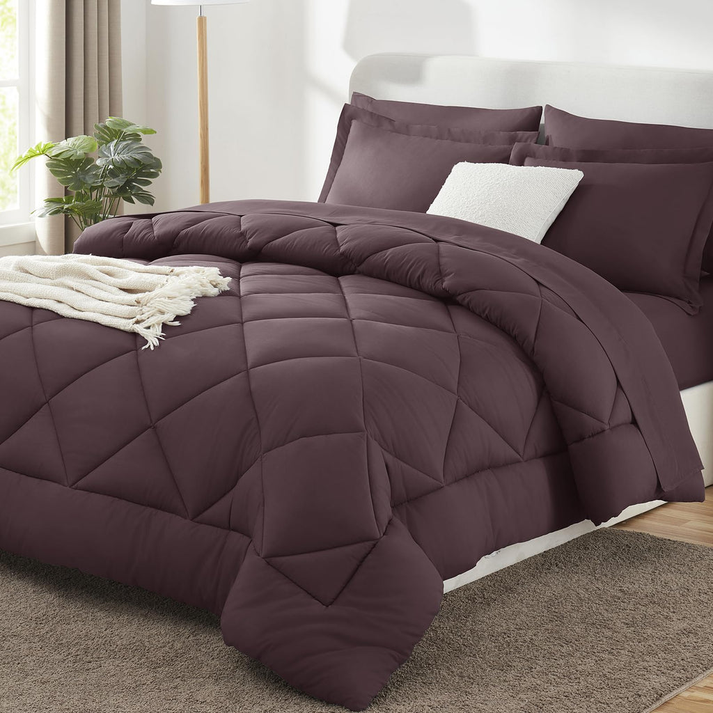 CozyLux Dark Grey Queen 7-Piece Comforter Set