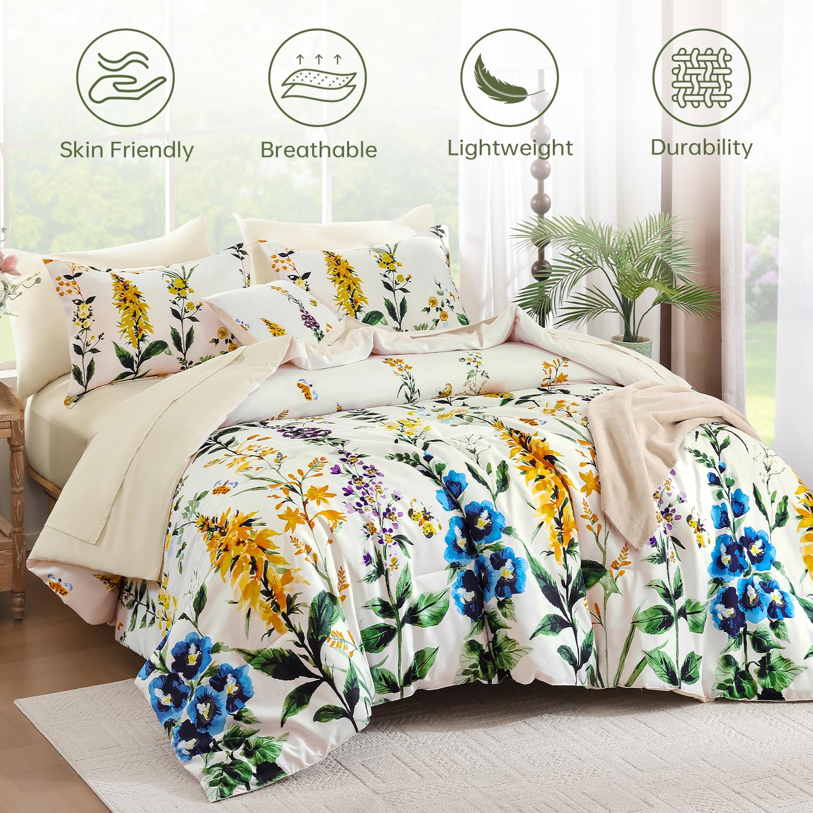 WONGS BEDDING Floral 8-Piece Comforter Set