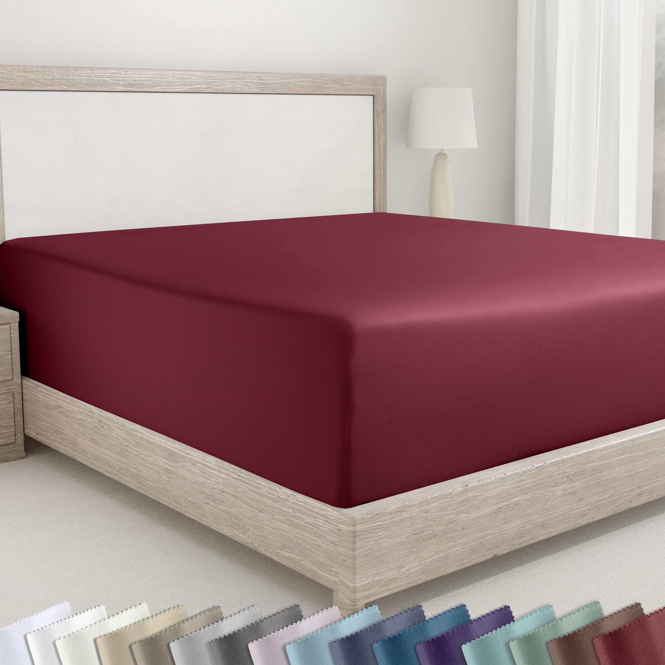 California Design Den 400 Thread Count Fitted Sheet 100% Cotton Sateen, Deep Pocket, Soft & Cooling.