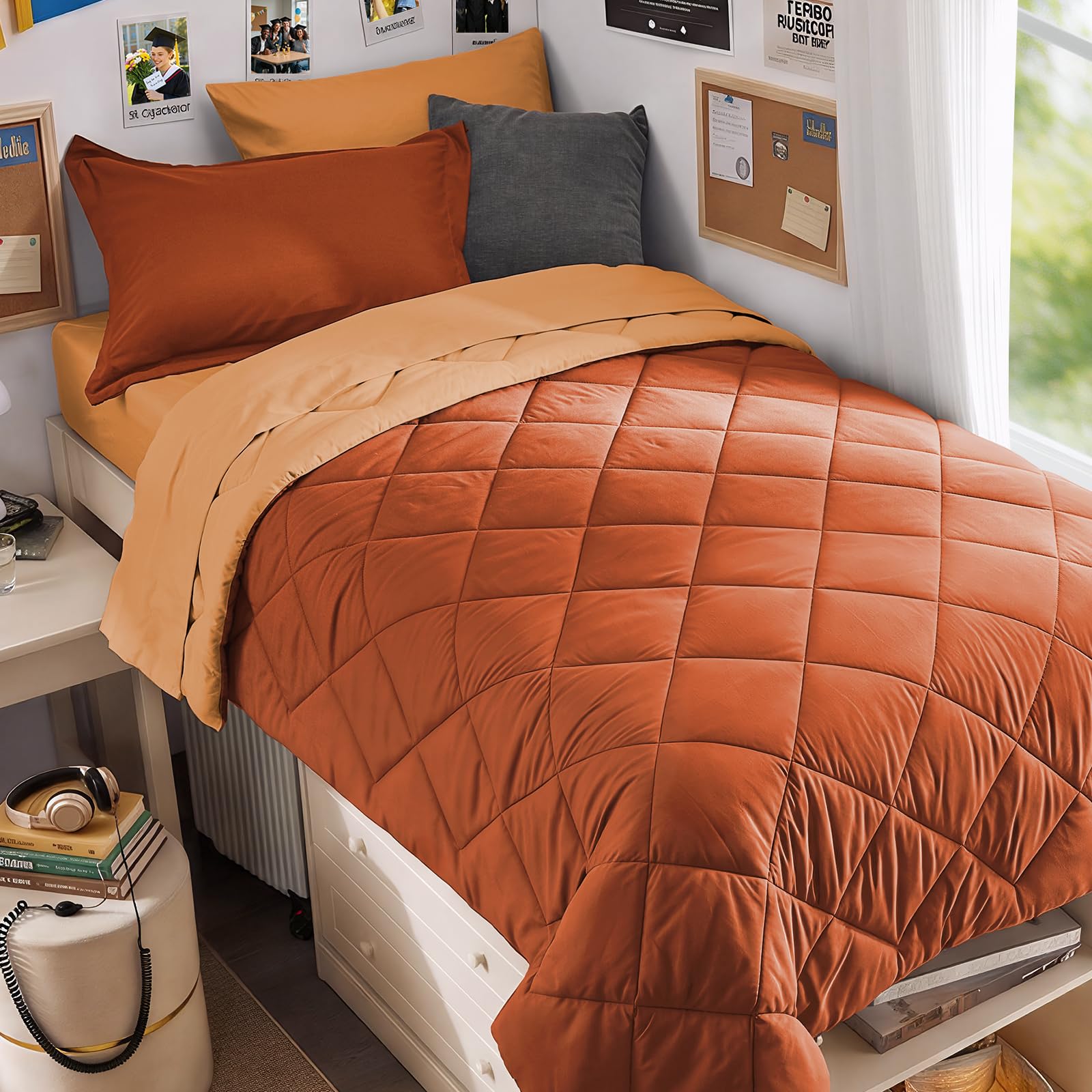 MUXHOMO Reversible 7-Piece All-Season Comforter Set
