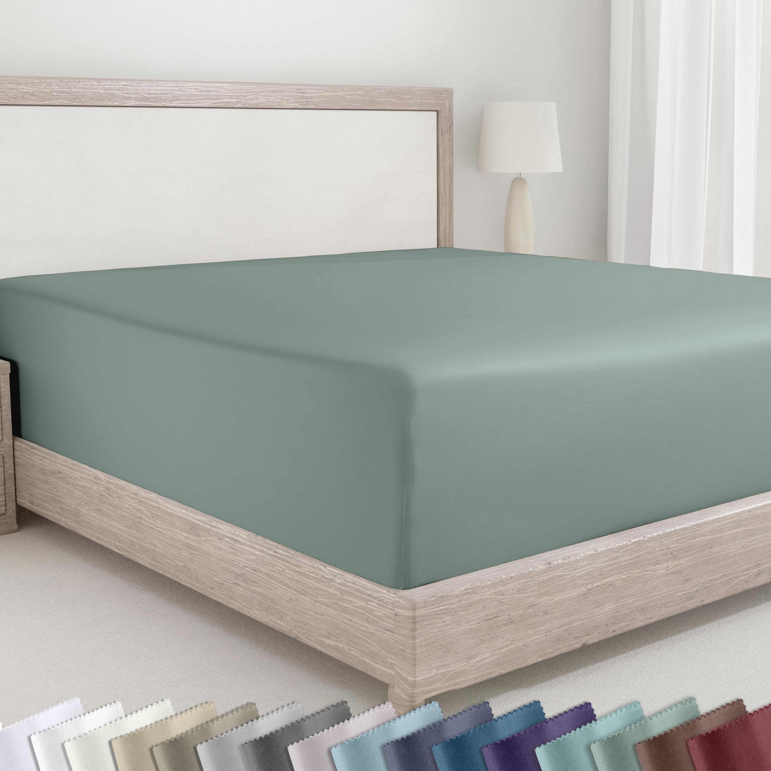 California Design Den 400 Thread Count Fitted Sheet 100% Cotton Sateen, Deep Pocket, Soft & Cooling.