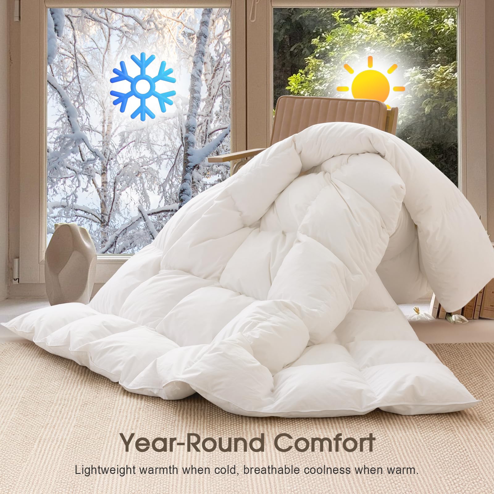 Cobnom Organic Cotton Feather & Down Fibers Comforter