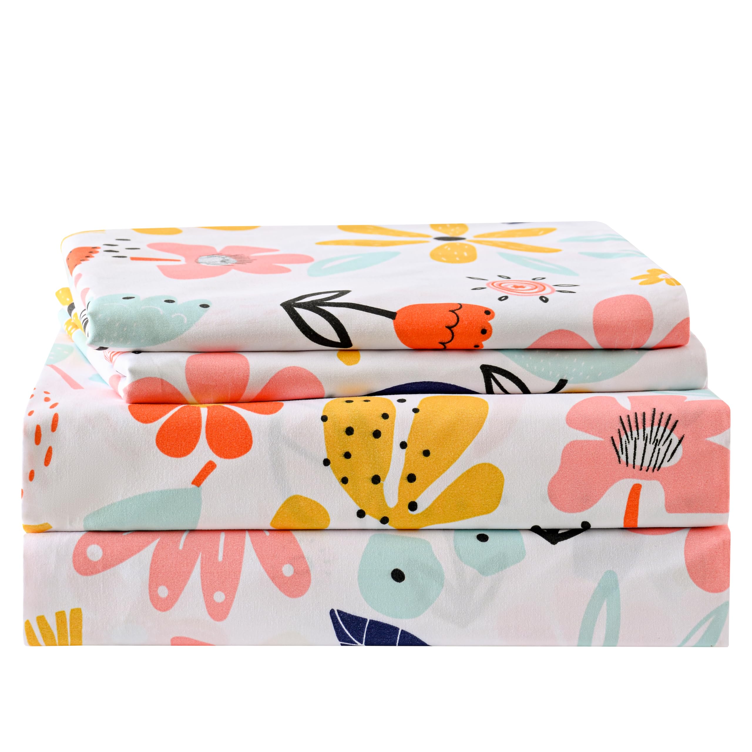Yibeizi Floral Printed Sheet Set, Boho Pattern Bed Sheets Cooling Bedding Sheets & Pillowcases Soft Microfiber 15" Extra Deep Pocket Fitted Bedsheet 4 Piece
