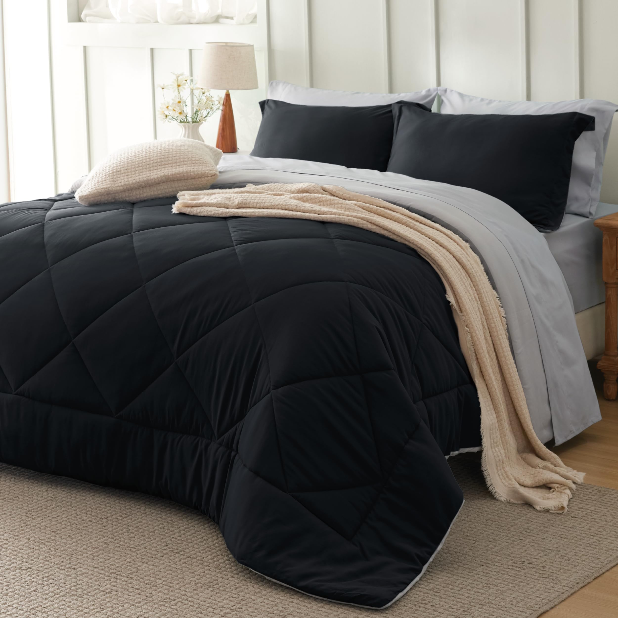 Bedsure Comforter Set - Reversible Comforters Bed Set, Bed in a Bag with Comforter, Sheets, Pillowcases & Shams