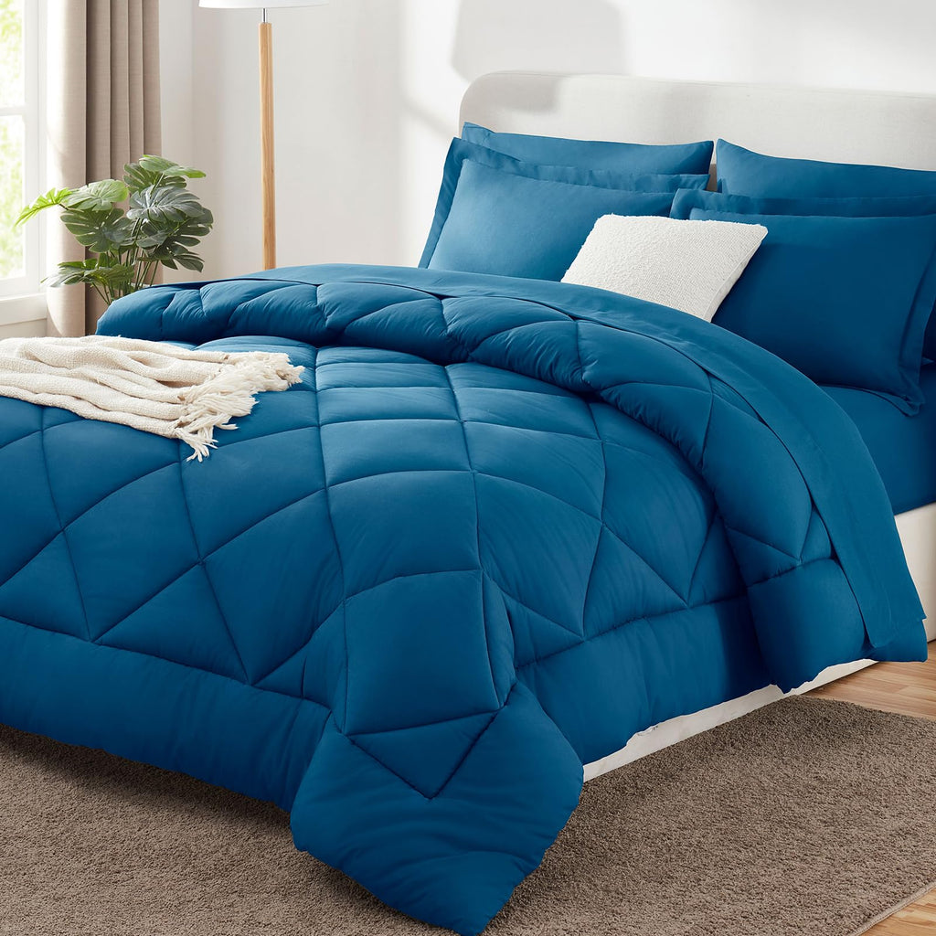 CozyLux Dark Grey Queen 7-Piece Comforter Set