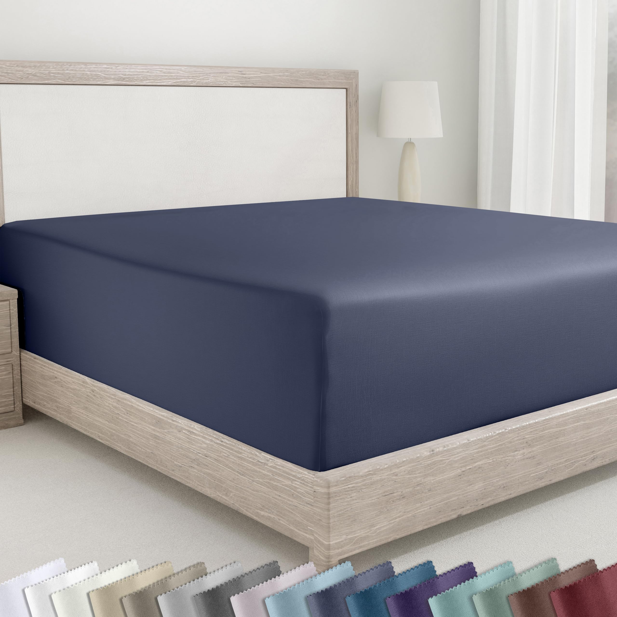 California Design Den 400 Thread Count Fitted Sheet 100% Cotton Sateen, Deep Pocket, Soft & Cooling.
