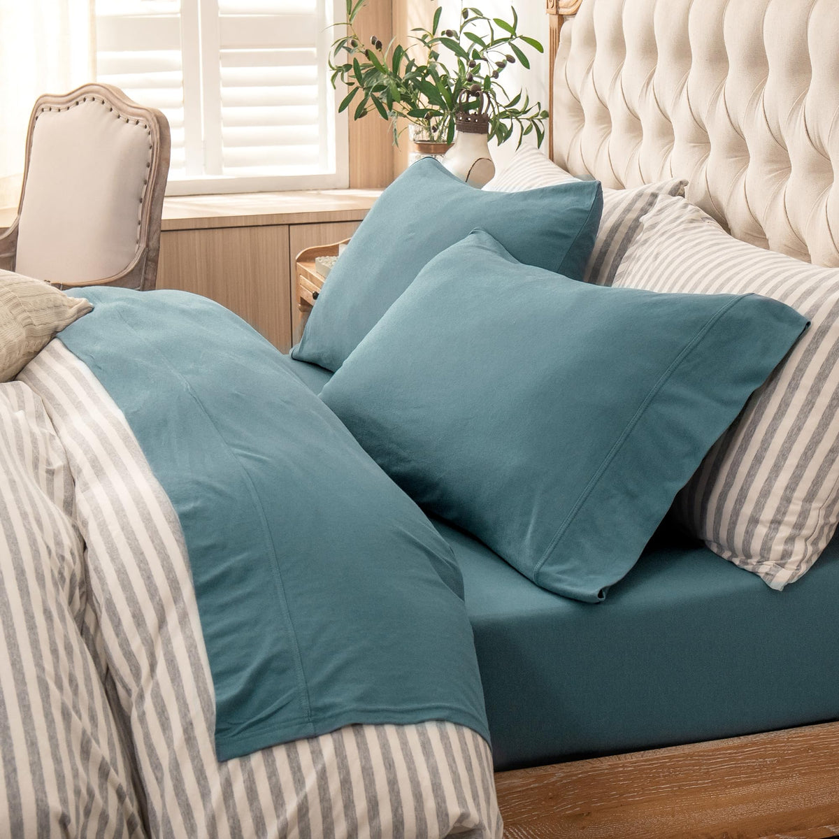 PURE ERA Soft Jersey Knit Sheet Set for Everyday Comfort