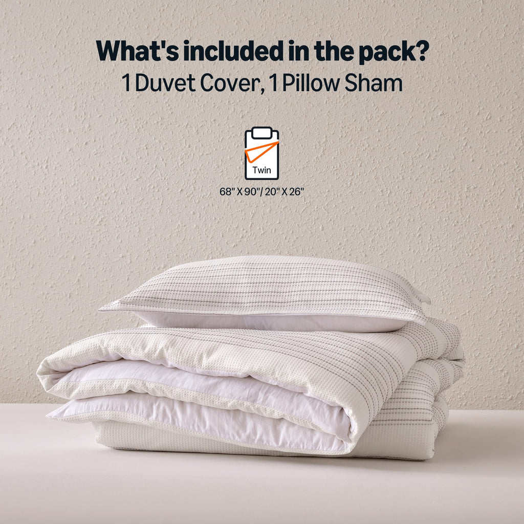 Amazon Basics Waffle Weave Microfiber 2-3 Piece Duvet Cover Set, Includes 1 Duvet Cover and 1-2 Pillow Shams
