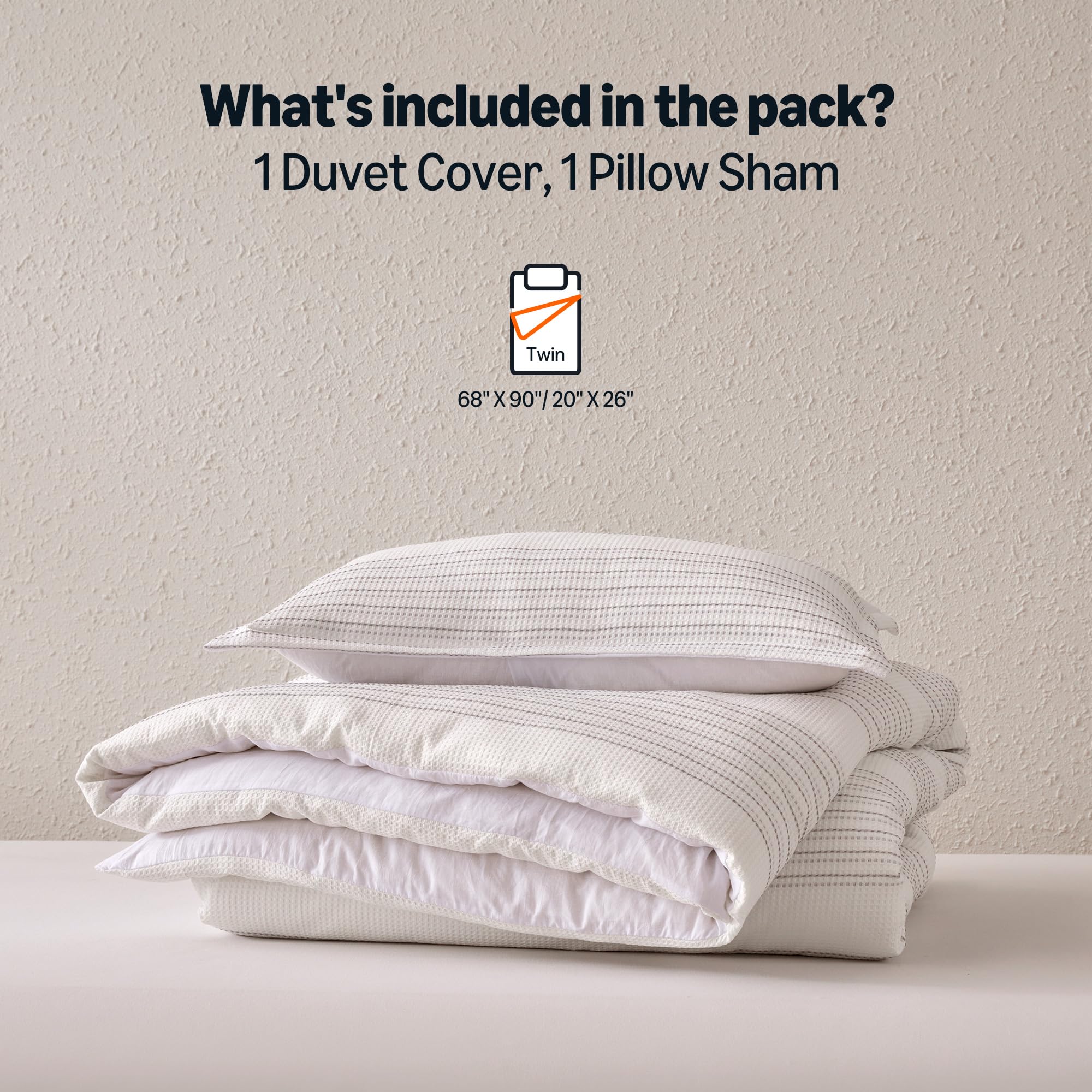 Amazon Basics Waffle Weave Microfiber 2-3 Piece Duvet Cover Set, Includes 1 Duvet Cover and 1-2 Pillow Shams