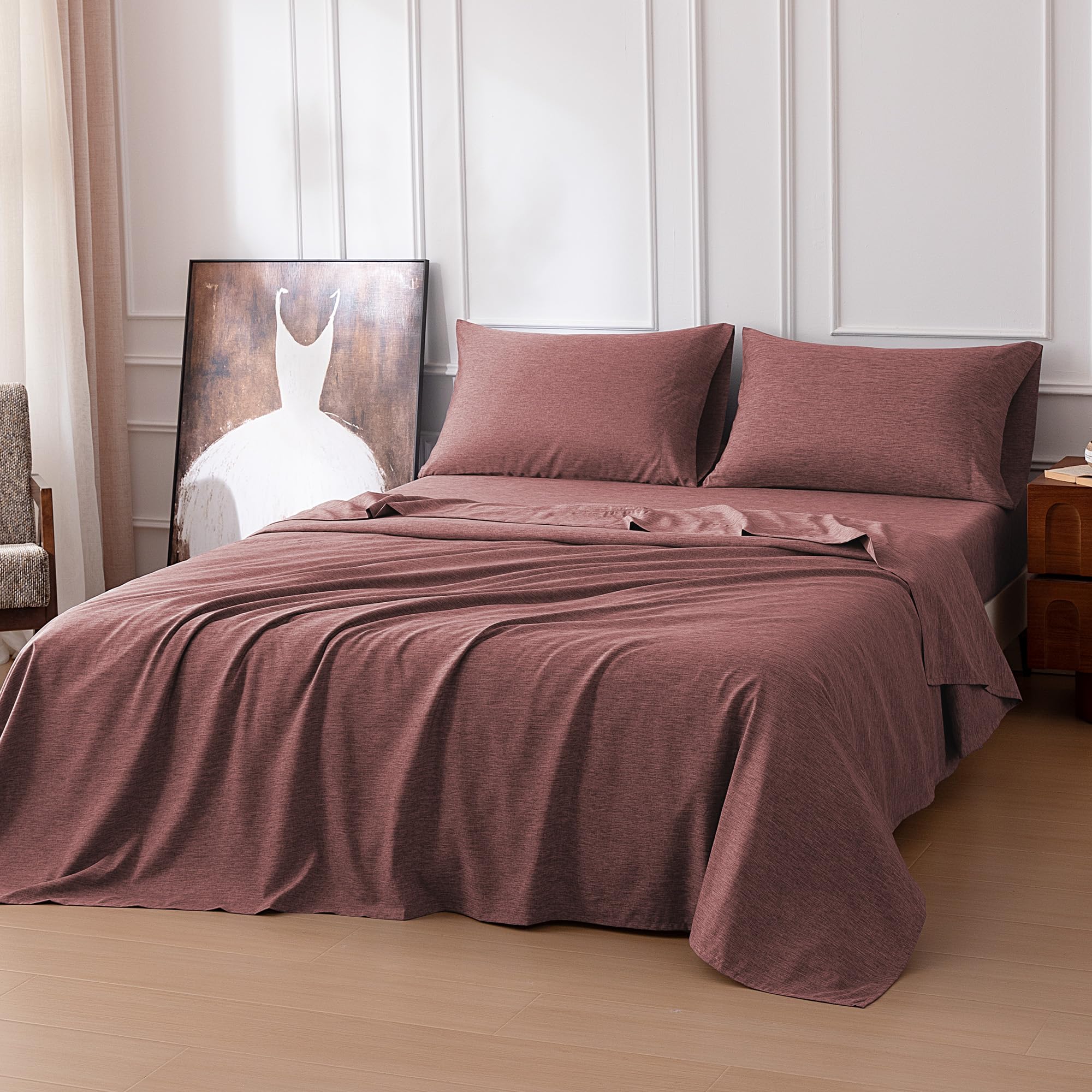 Amazon Basics Cationic Microfiber 3-4-Piece Sheet Set, Wrinkle Free and Easy Fit, 1 Flat Sheet, 1 Fitted Sheet and 1-2 Pillowcase