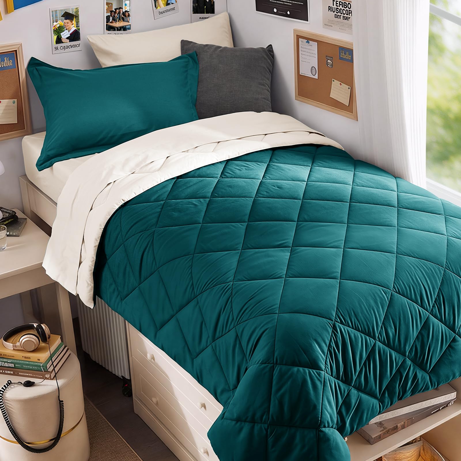 MUXHOMO Reversible 7-Piece All-Season Comforter Set