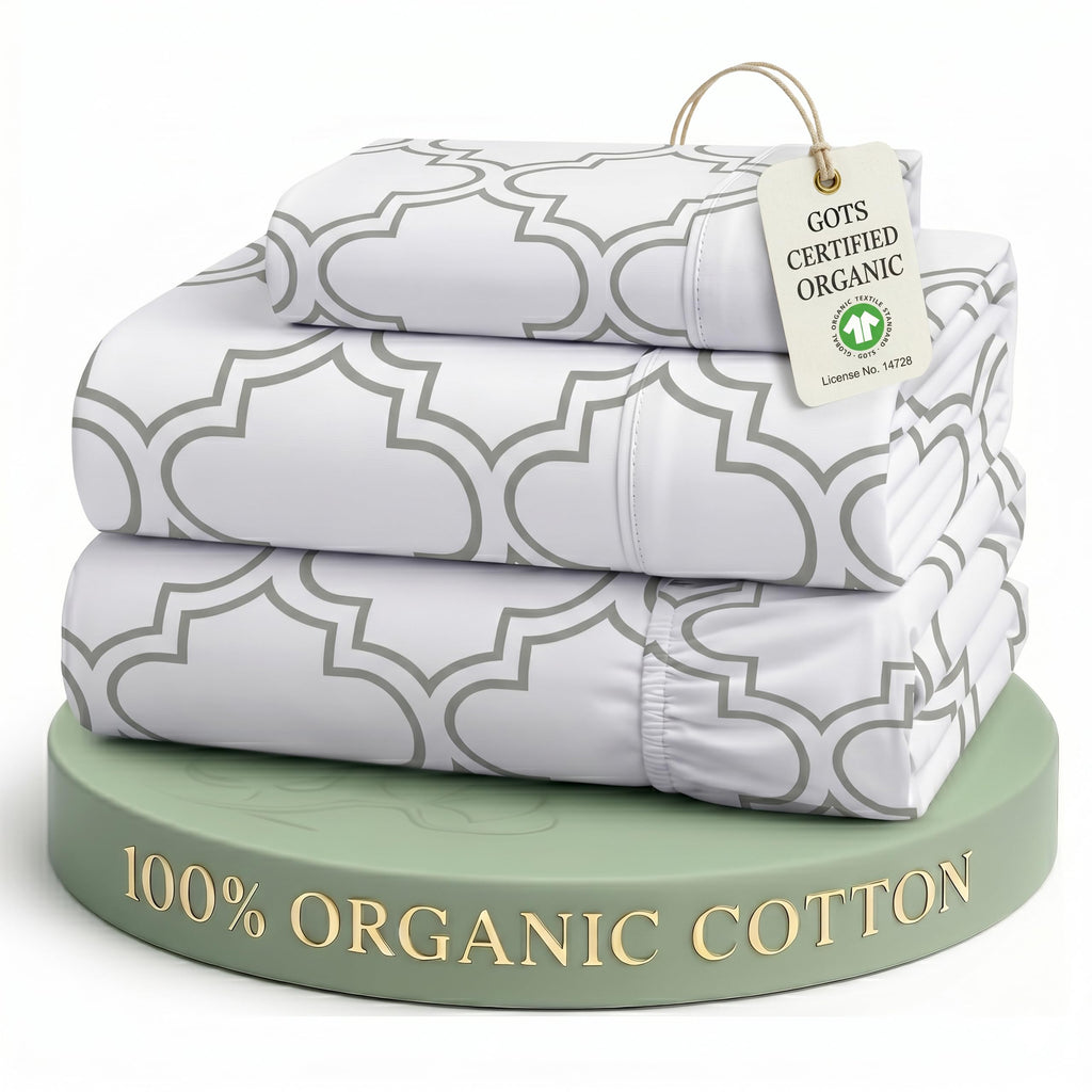 Lane Linen 100% Organic Cotton Sheet Set, Soft Cooling Bed Sheets, Hotel Quality Bed Sheet Set, Breatheble Sheet Set Deep Pocket Upto 15"