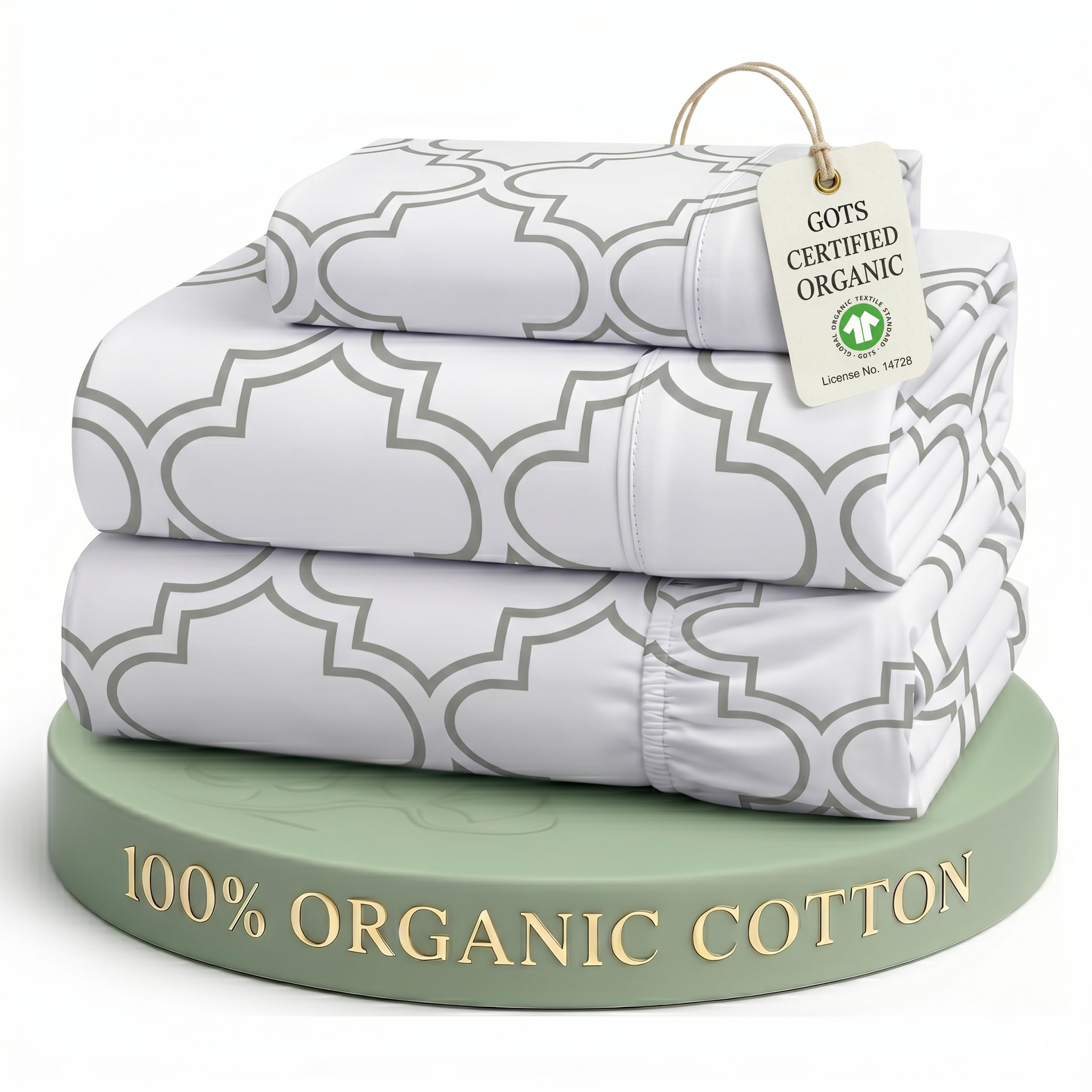 Lane Linen 100% Organic Cotton Sheet Set, Soft Cooling Bed Sheets, Hotel Quality Bed Sheet Set, Breatheble Sheet Set Deep Pocket Upto 15"