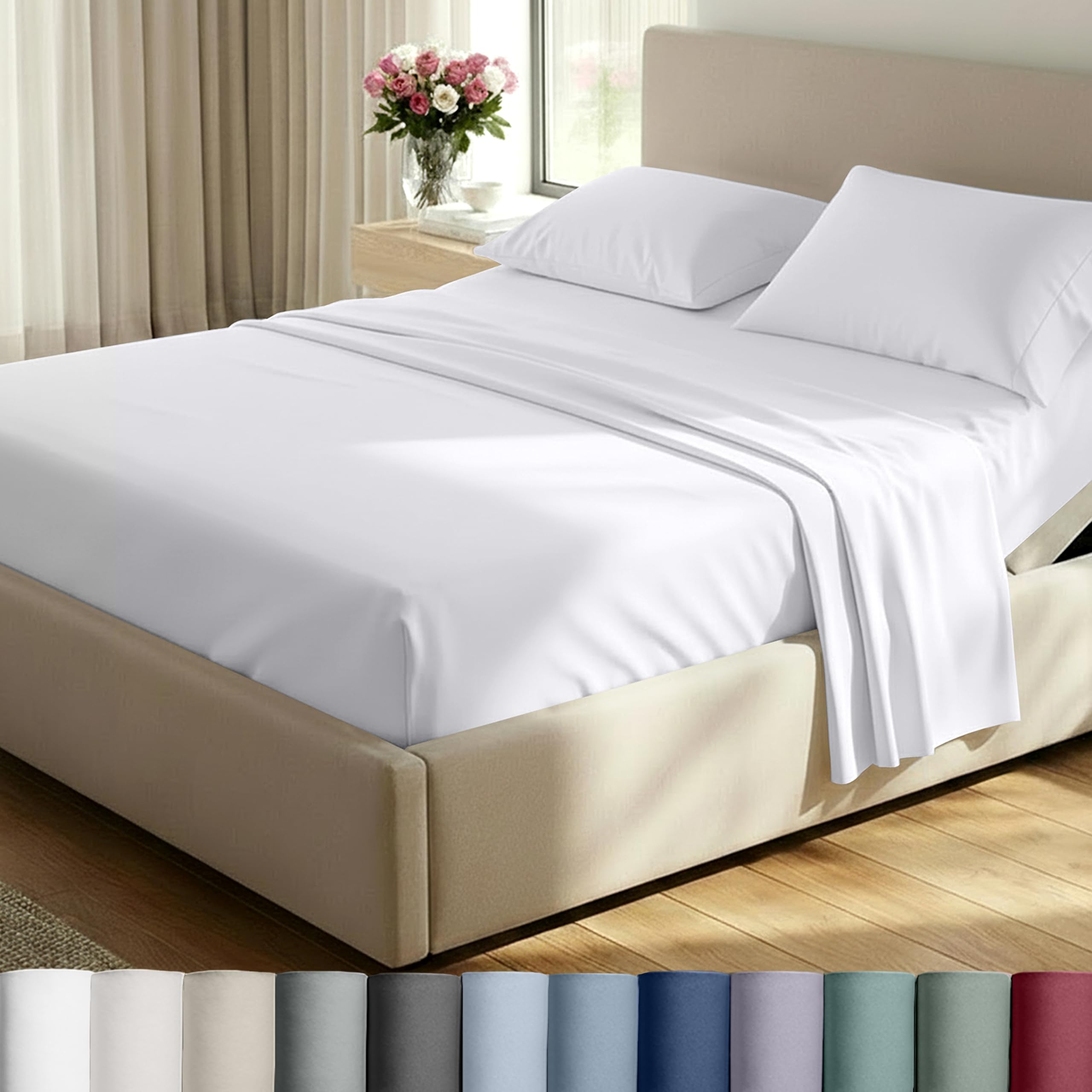 California Design Den Luxury Bed Sheets, Buttery Soft 800 Thread Count, 100% Cotton Sheets, Sateen with Deep Pocket Fitted Sheet