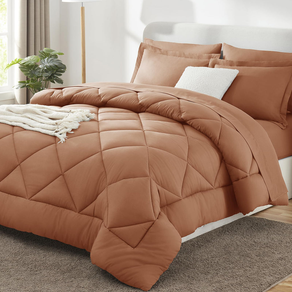 CozyLux Dark Grey Queen 7-Piece Comforter Set