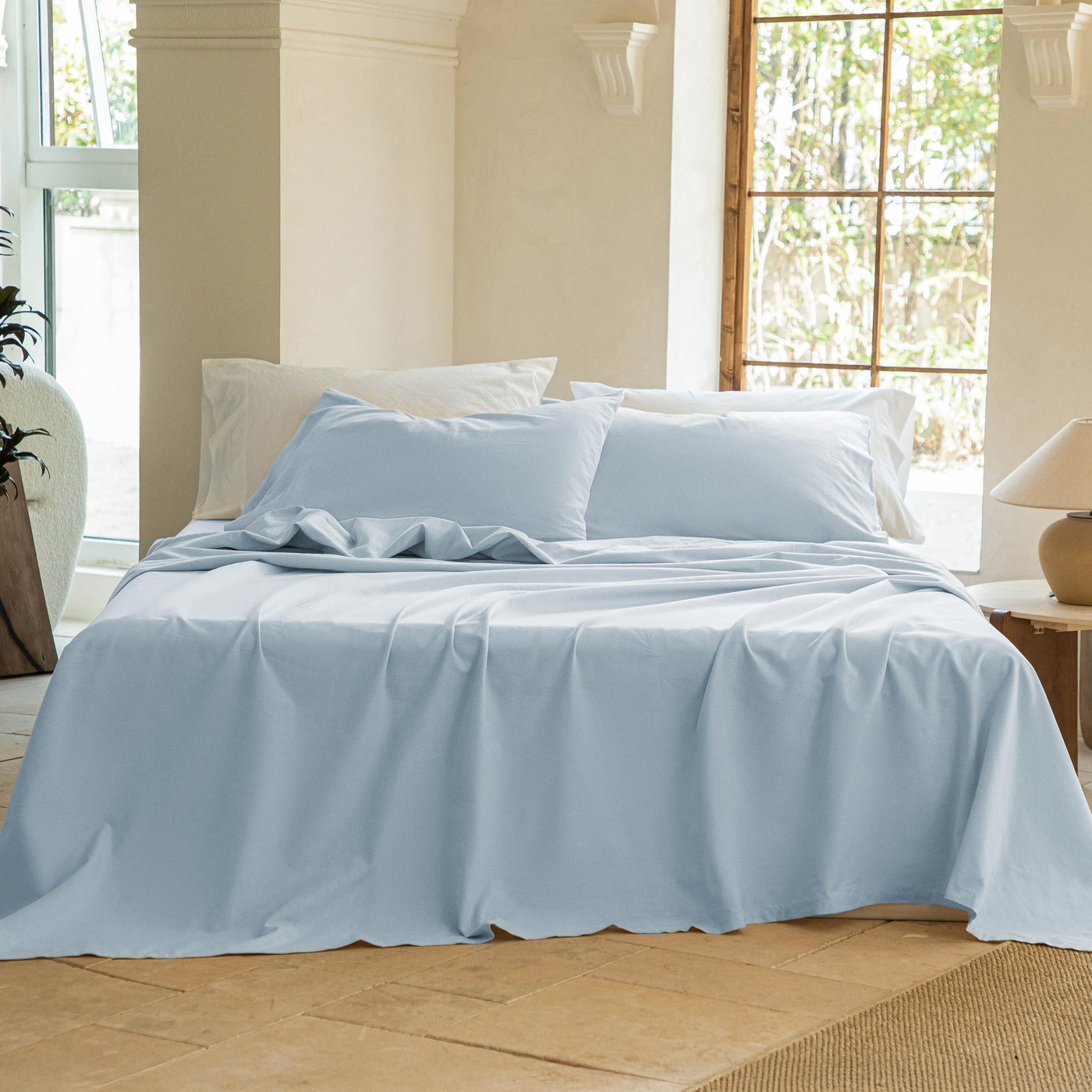 NUMWELL Linen-Cotton Blend Cooling 4-Piece Sheet Set
