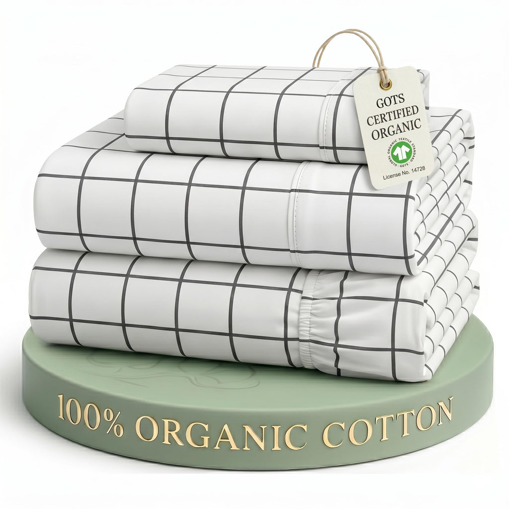 Lane Linen 100% Organic Cotton Sheet Set, Soft Cooling Bed Sheets, Hotel Quality Bed Sheet Set, Breatheble Sheet Set Deep Pocket Upto 15"