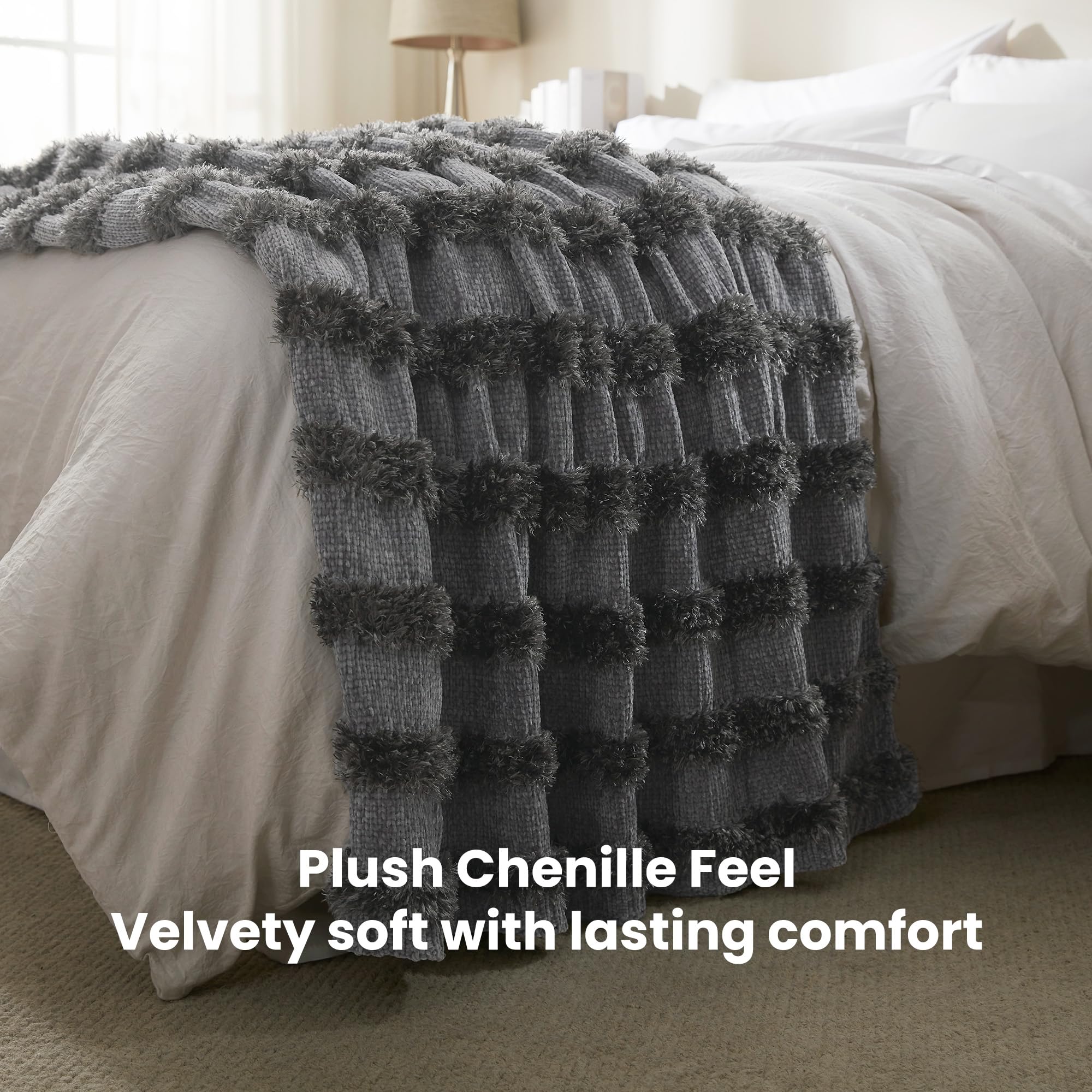 SLEEP ZONE Chenille Throw Blanket for Couch and Bed