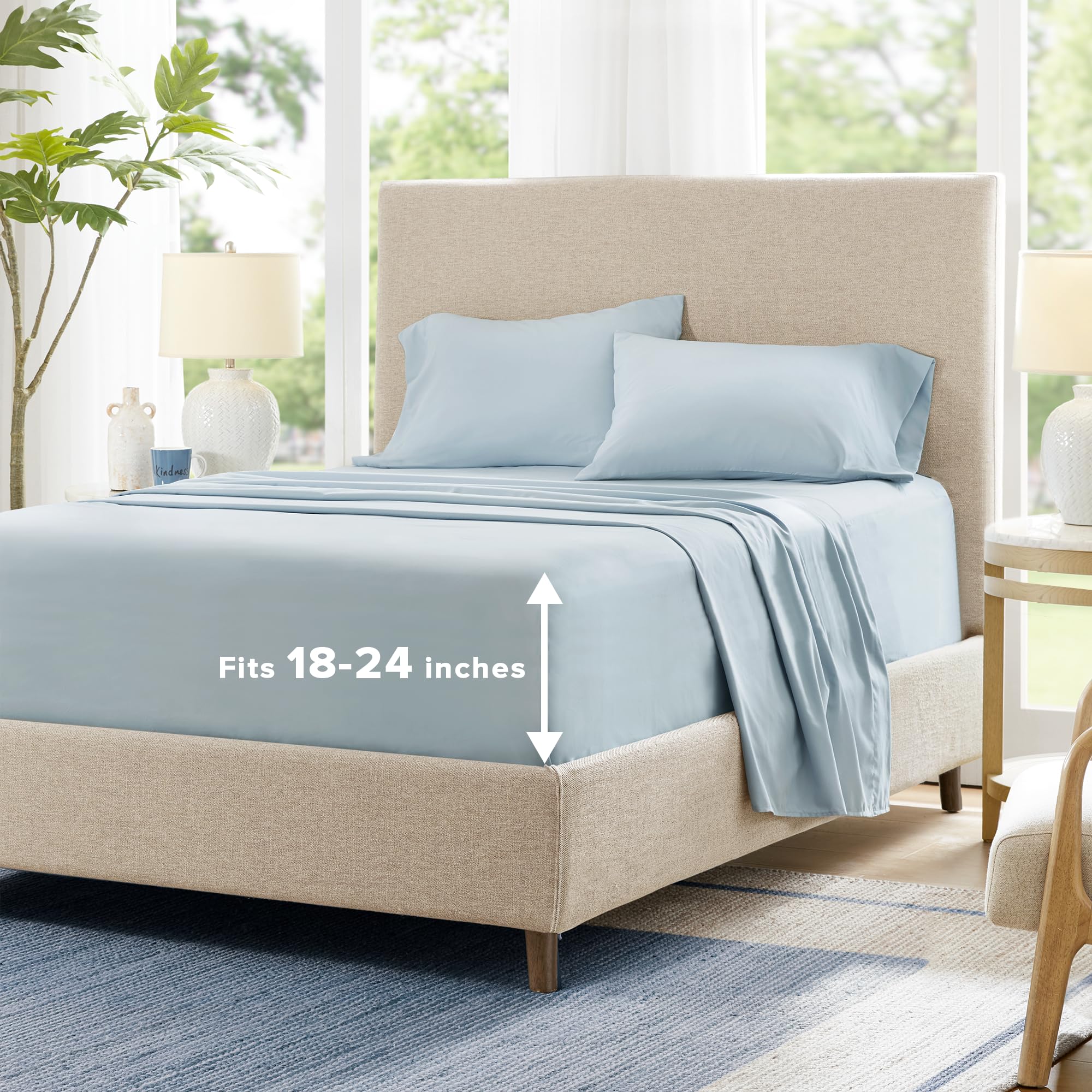 All Around Elastic-Warm Weather for Night Sweats Coolmax Cooling Sheets Moisture Wicking Super Soft