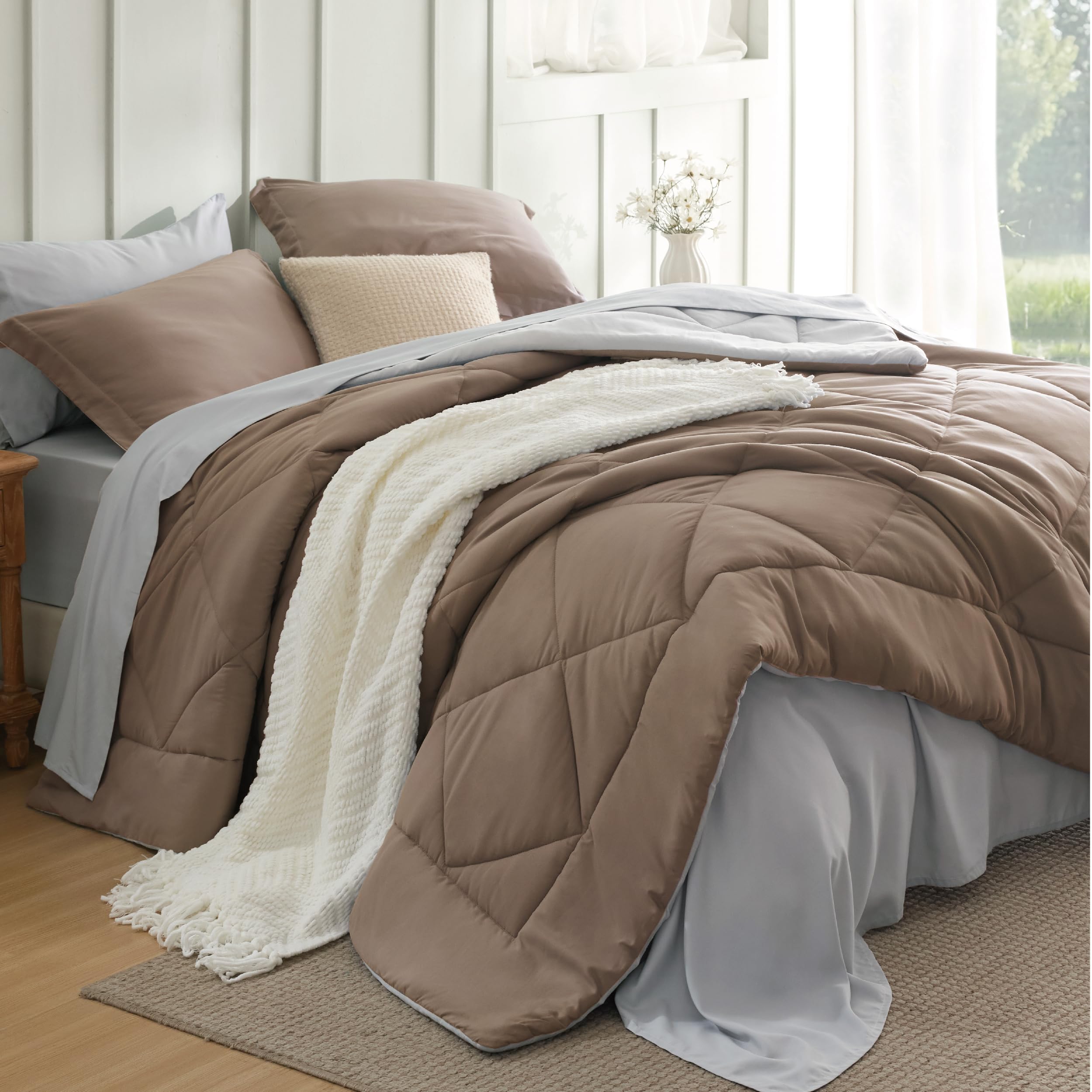 Bedsure Comforter Set - Reversible Comforters Bed Set, Bed in a Bag with Comforter, Sheets, Pillowcases & Shams