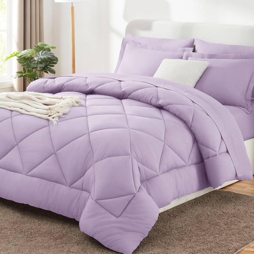 CozyLux Dark Grey Queen 7-Piece Comforter Set