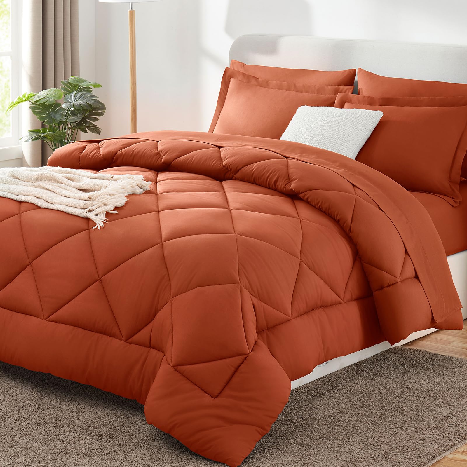 CozyLux Dark Grey Queen 7-Piece Comforter Set