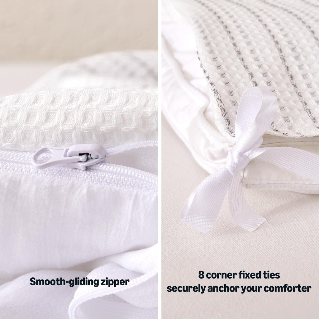Amazon Basics Waffle Weave Microfiber 2-3 Piece Duvet Cover Set, Includes 1 Duvet Cover and 1-2 Pillow Shams